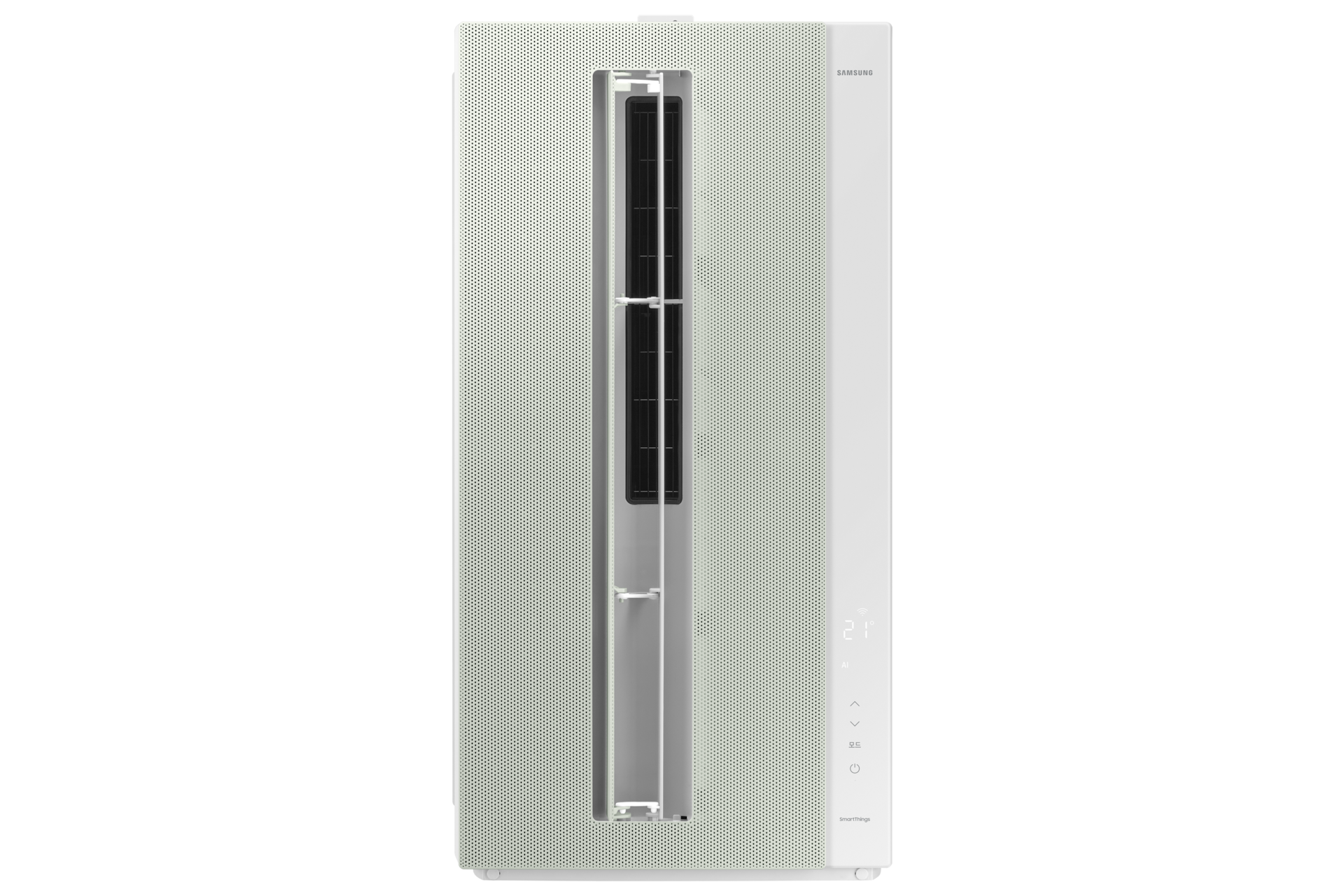 Bespoke 무풍에어컨 윈도우핏 19.2㎡ (매립형)+길이 연장킷 105cm 세이지 그린  AW06C7155EWAZ3창문형 에어컨 on정면