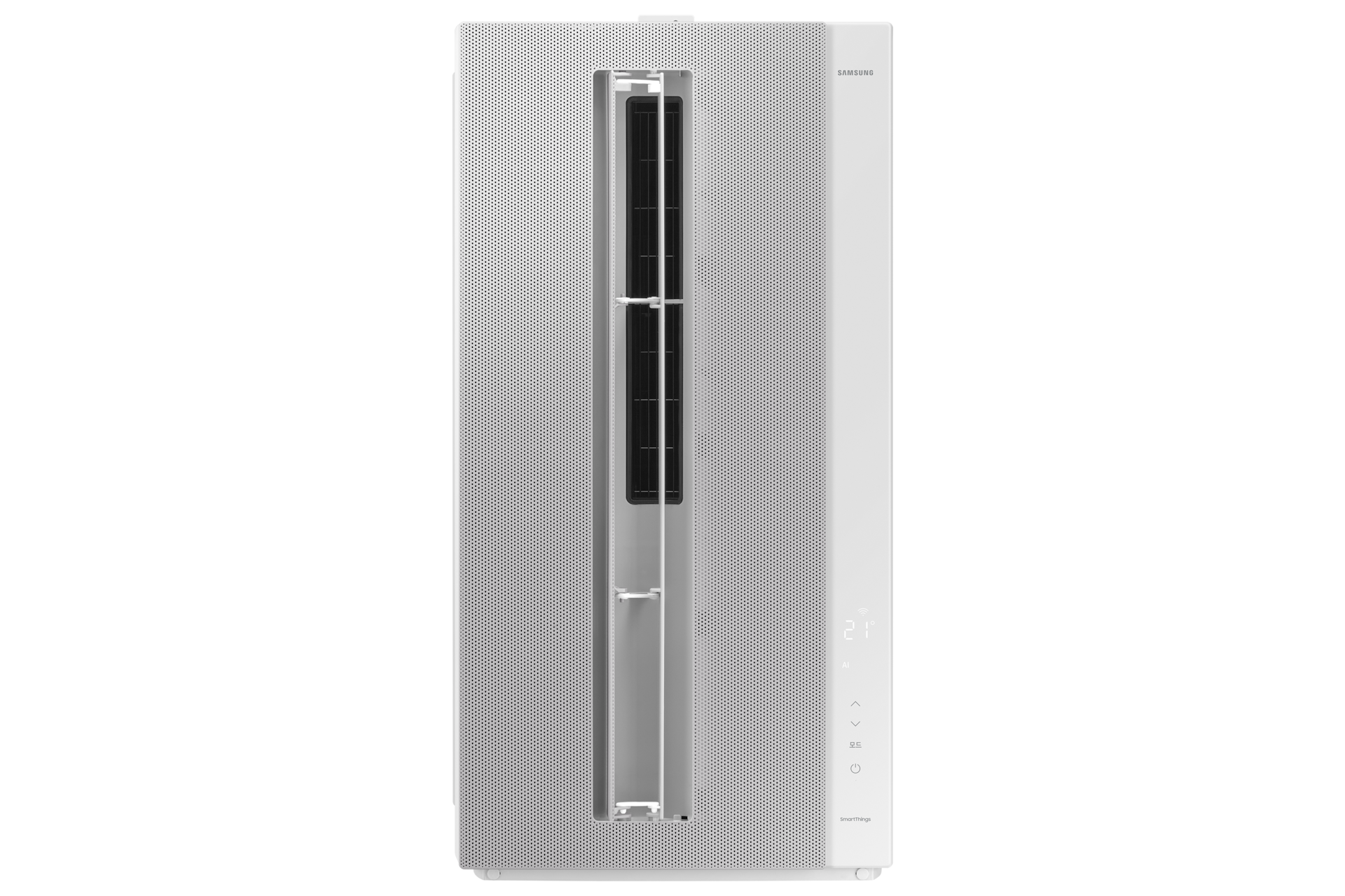 Bespoke 무풍에어컨 윈도우핏 19.2㎡ (매립형)+길이 연장킷 35cm 캔버스 그레이 AW06C7155GWAZ1 창문형 에어컨 on 정면 