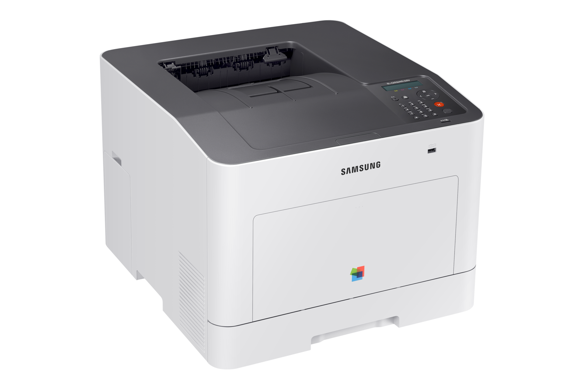 A4 컬러 레이저 프린터 C30 시리즈 30 ppm SL-C3030ND/GOV 왼쪽 45도 위에서 내려본 이미지