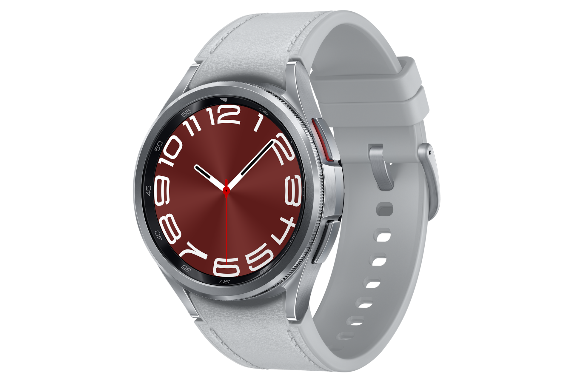 갤럭시 워치6 43 mm (블루투스) 실버 앞면 오른쪽 30도 