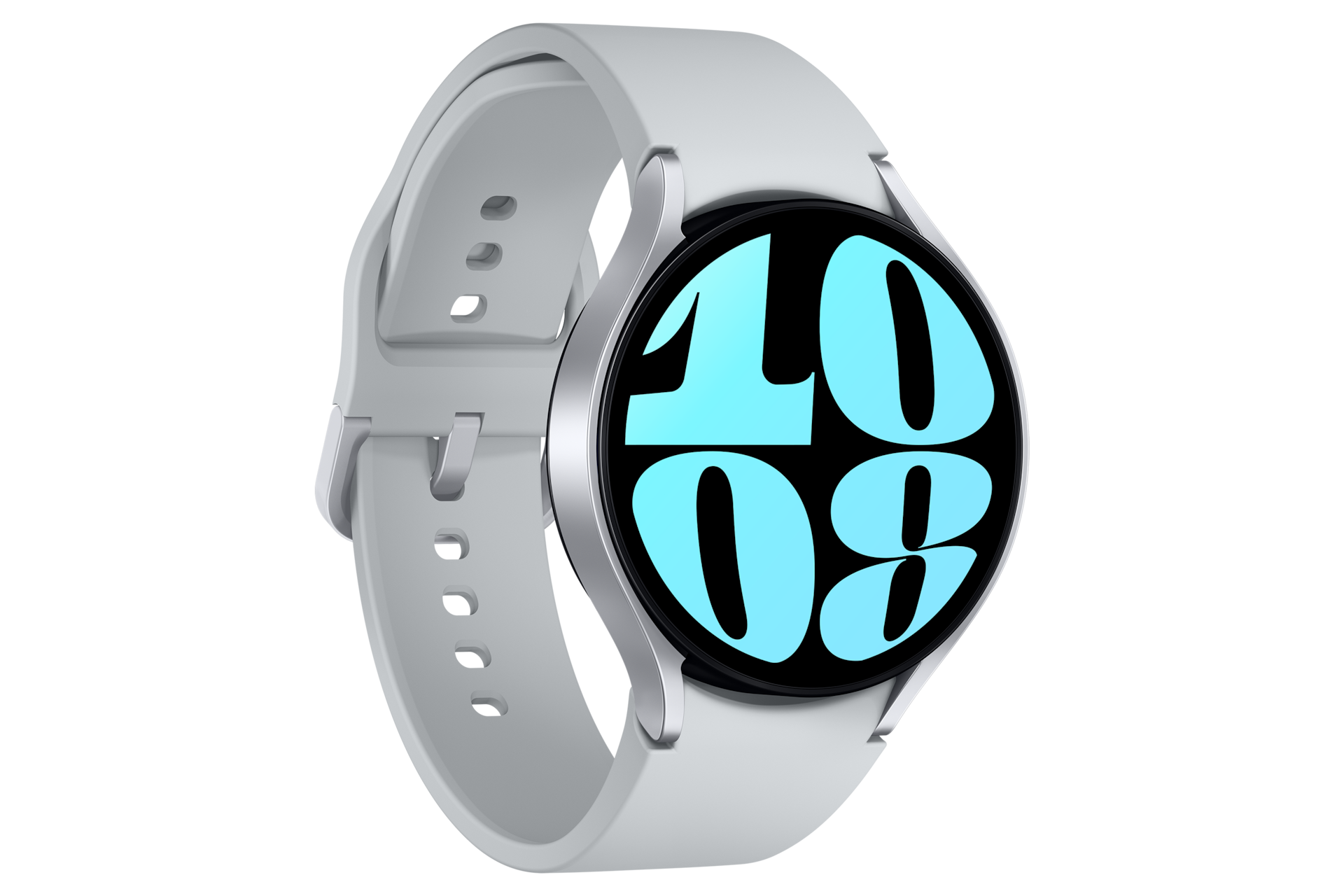 갤럭시 워치6 44 mm (LTE 자급제) 실버 앞면 왼쪽 30도 