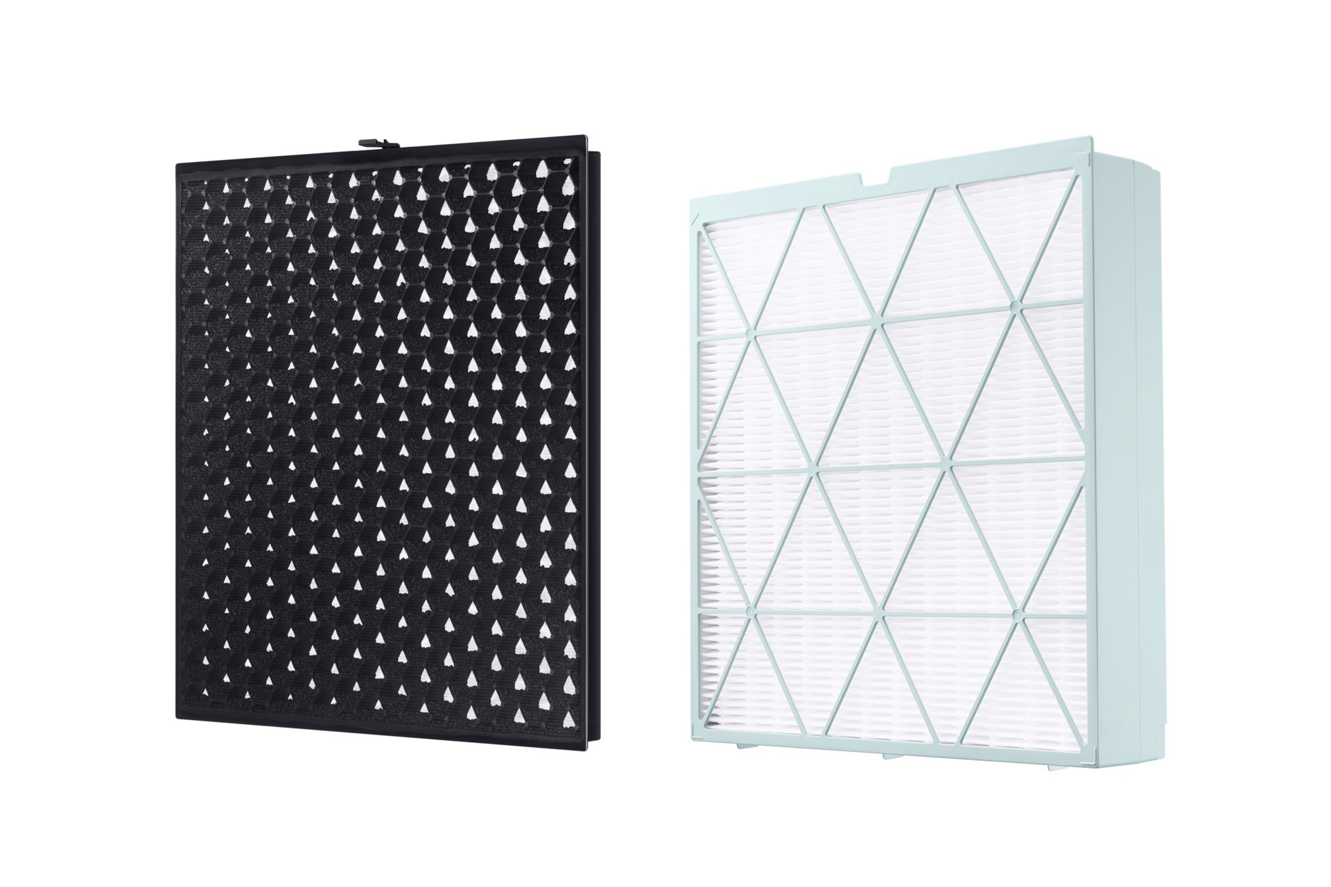 큐브 94/90/47㎡ 필터 블랙 숯 탈취필터 오른쪽 측면 + 큐브 94/90/47㎡ 필터 초미세청정 집진필터 오른쪽 측면