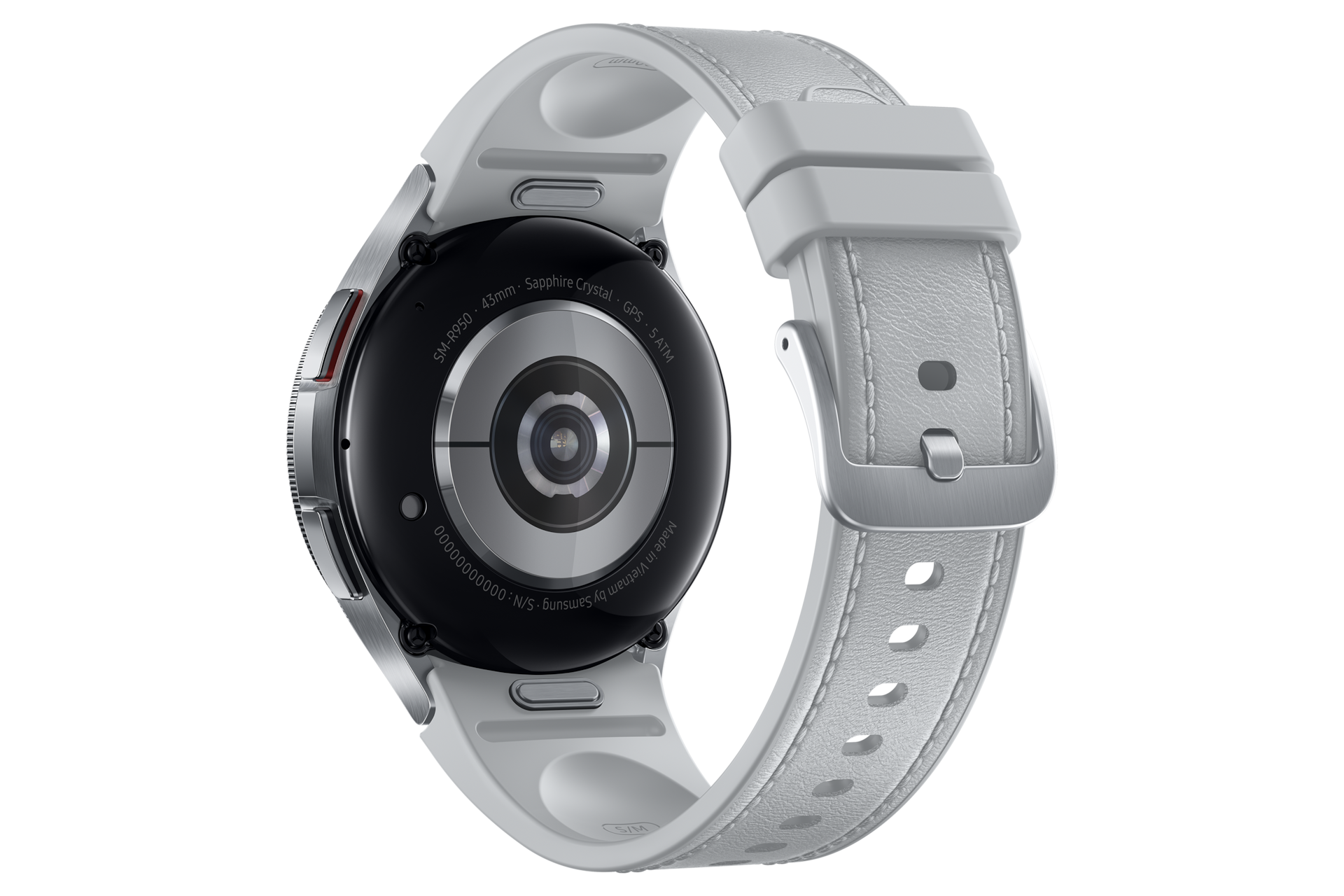 갤럭시 워치6 43 mm (블루투스) 실버 뒷면 왼쪽 30도