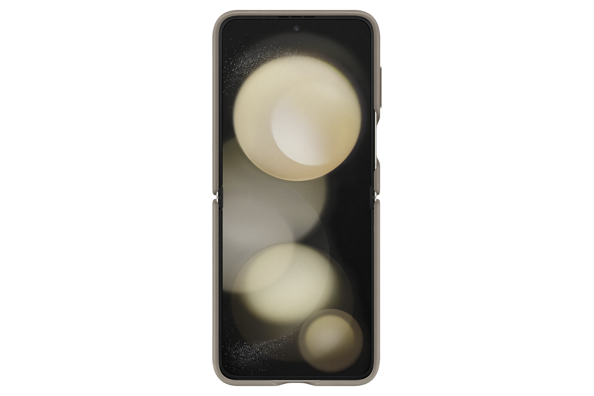 갤럭시 Z 플립5 플랩 비건 레더 케이스 (에토프) 제품에 갤럭시 Z 플립을 장착한 뒷면 이미지 