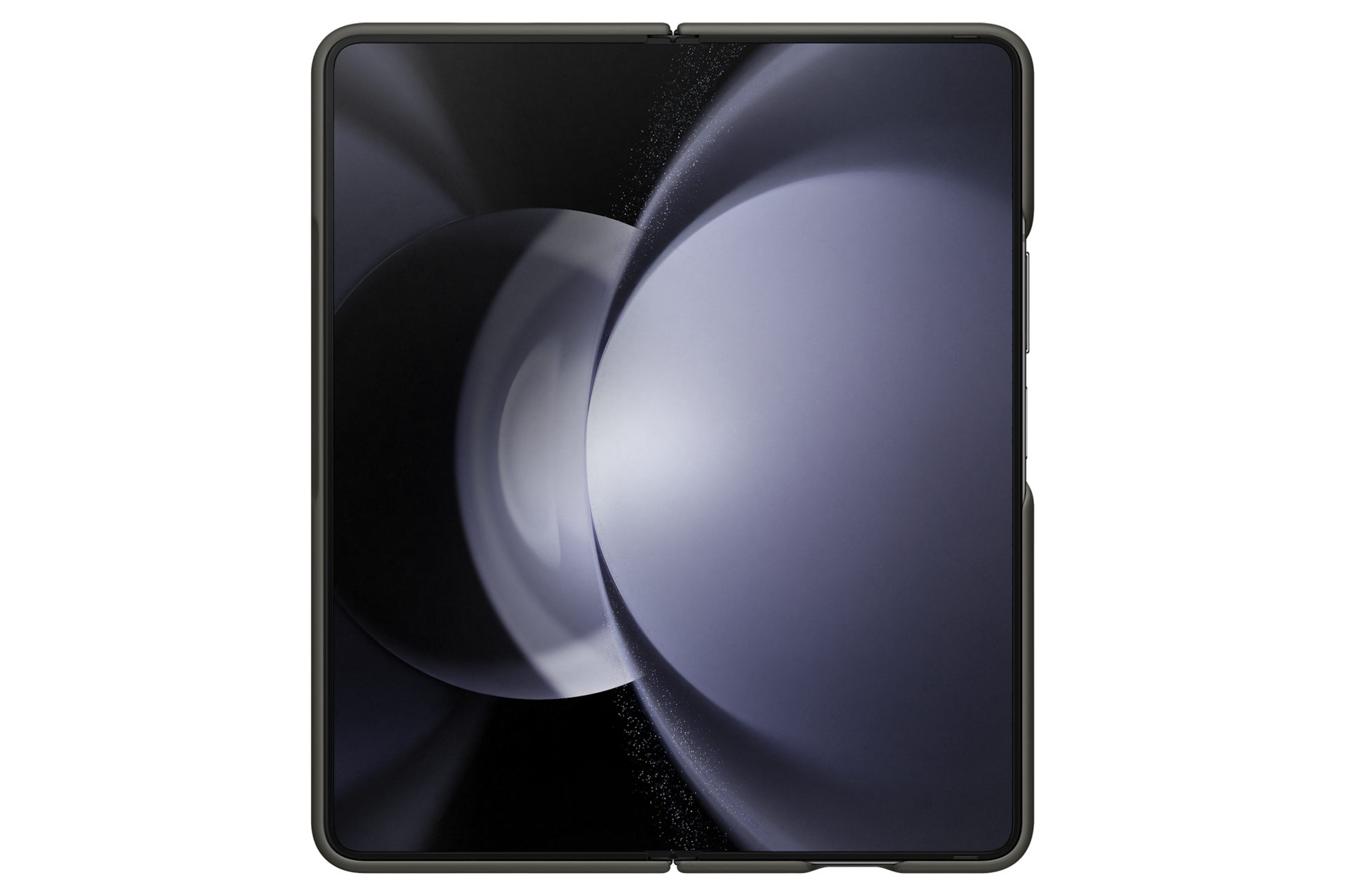 갤럭시 Z 폴드5 슬림 S펜 케이스 (블랙) 제품에 갤럭시 Z 폴드를 장착하여 펼친 후면 이미지