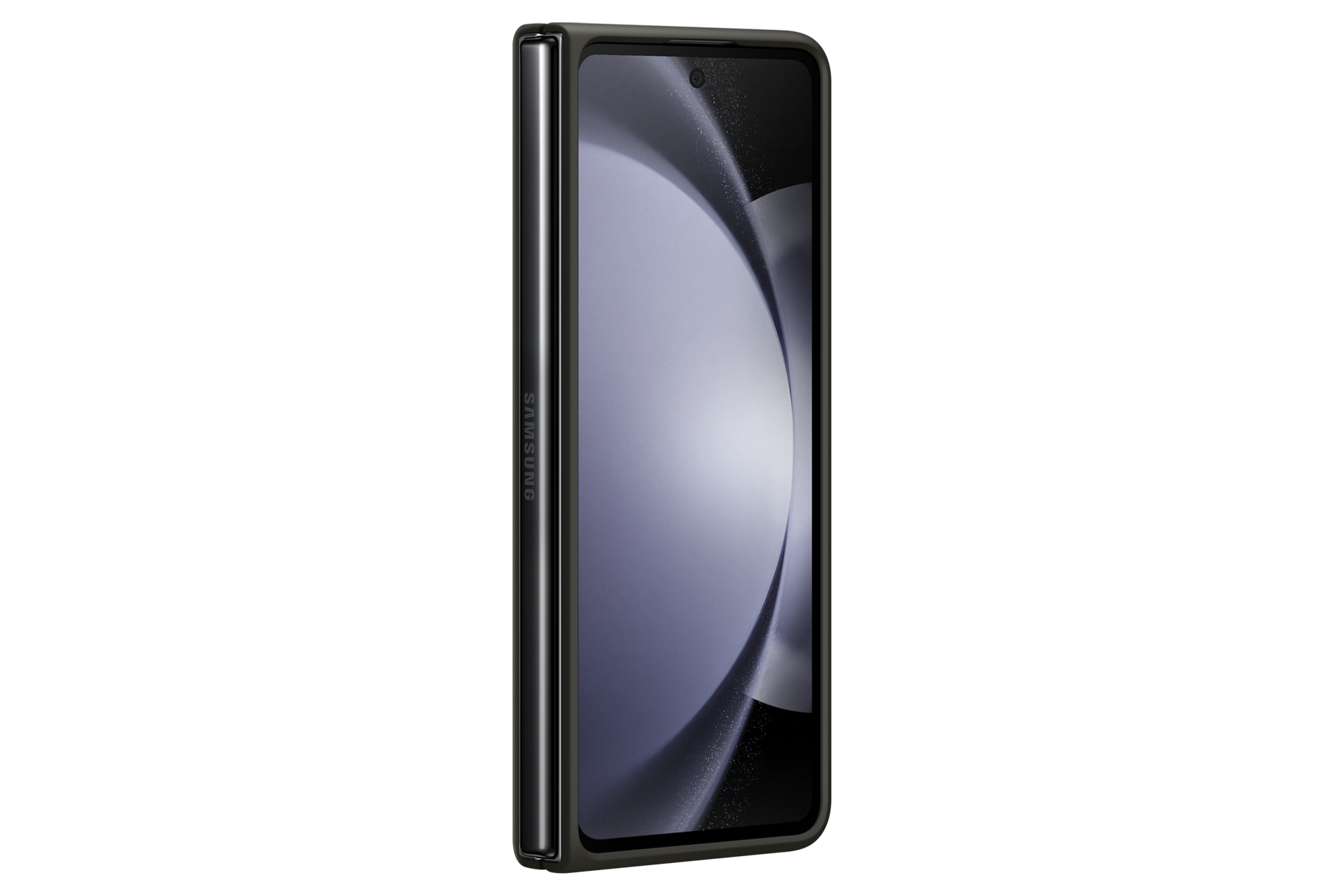 갤럭시 Z 폴드5 슬림 S펜 케이스 (블랙) 제품에 갤럭시 Z 폴드를 장착한 액정 부분 오른쪽 회전 이미지