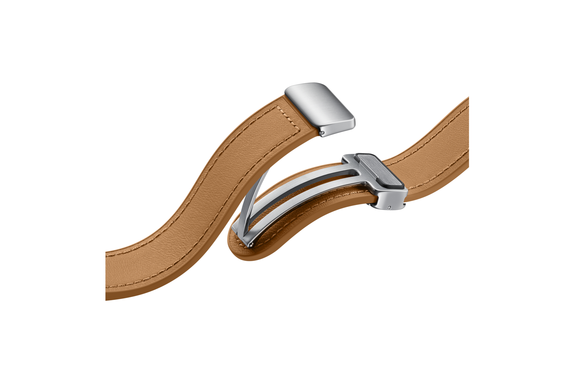 갤럭시 워치6 시리즈 D 버클 하이브리드 비건 레더 스트랩 (와이드, M/L) 카멜 D 버클 이미지