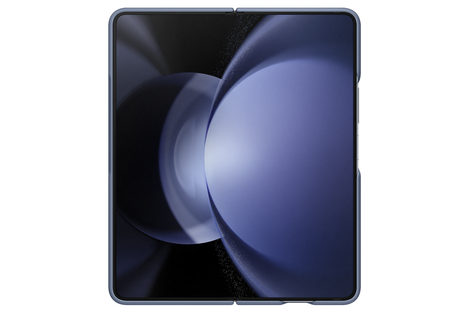 갤럭시 Z 폴드5 슬림 S펜 케이스 (아이스 블루) 제품에 갤럭시 Z 폴드를 장착하여 펼친 후면 이미지