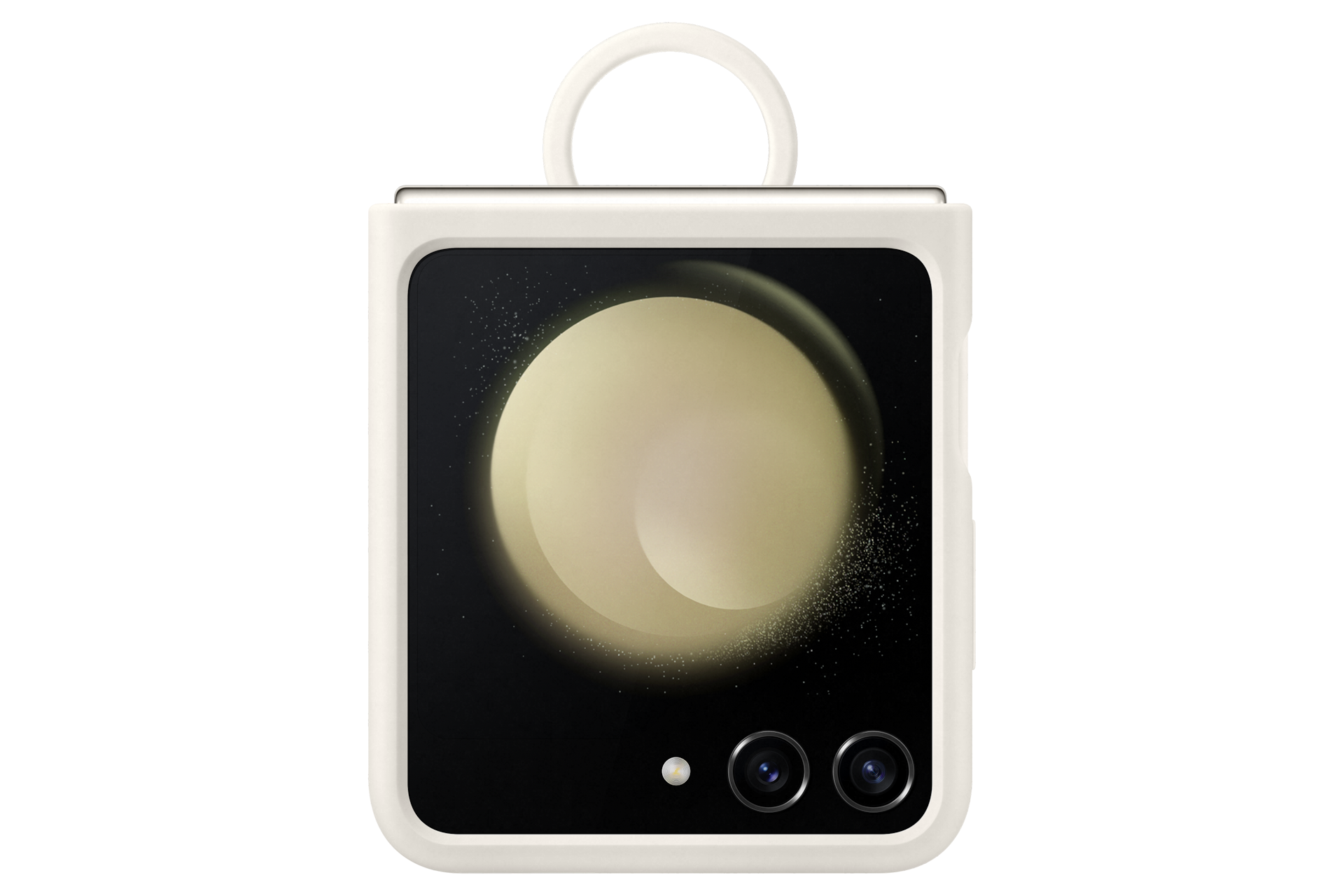 갤럭시 Z 플립5 실리콘 케이스 with 링 크림 장착 후 닫은 앞면 이미지