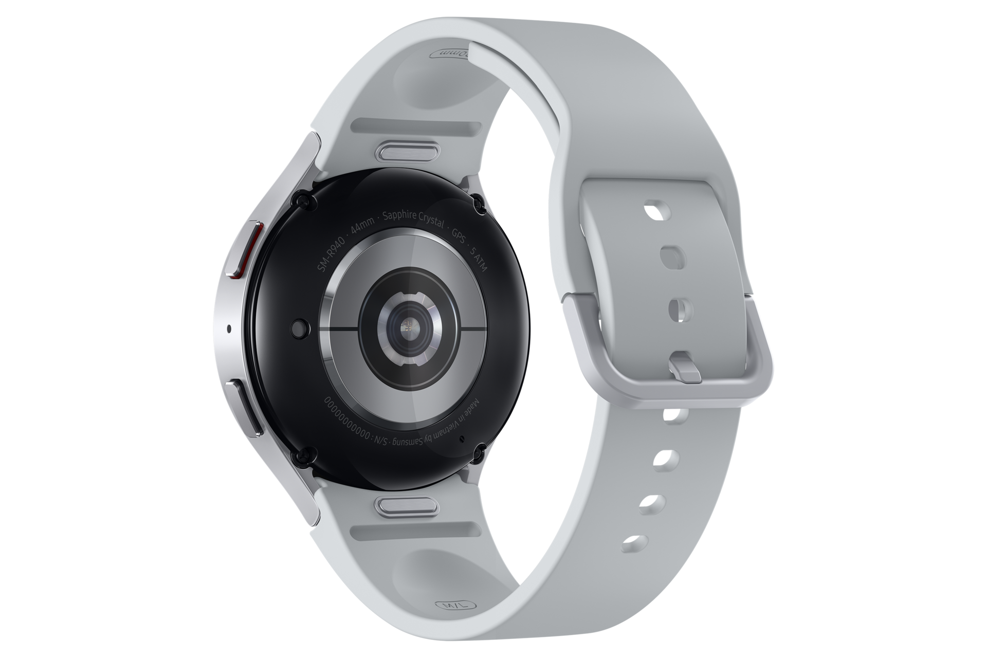 갤럭시 워치6 44 mm (블루투스) 실버 뒷면 왼쪽 30도