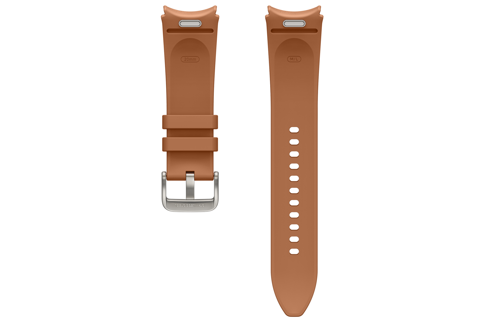 갤럭시 워치6 시리즈 하이브리드 비건 레더 스트랩 (M/L) 카멜 뒷면 이미지