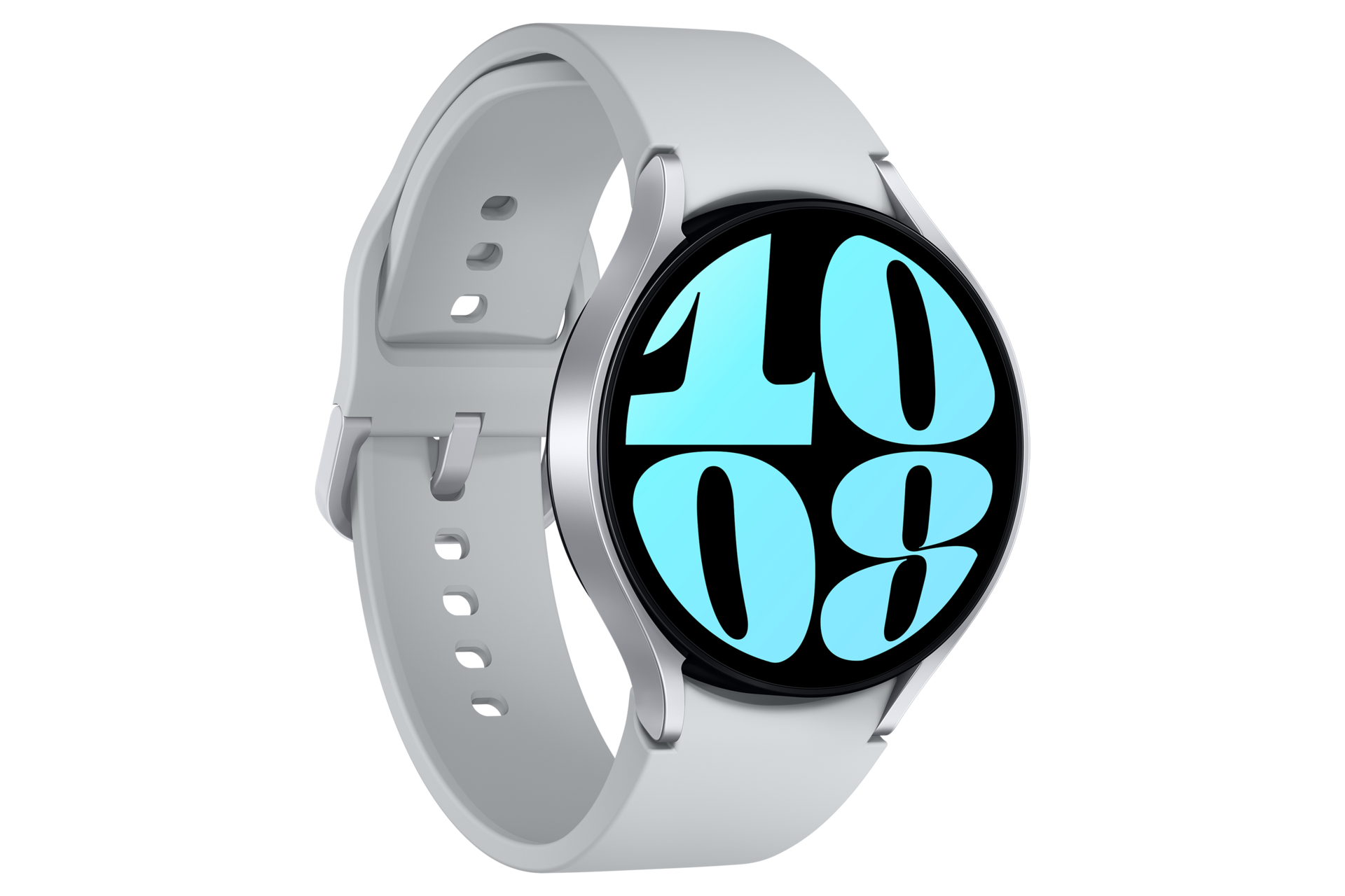 갤럭시 워치6 44 mm (LTE 자급제) 실버 앞면 왼쪽 30도 