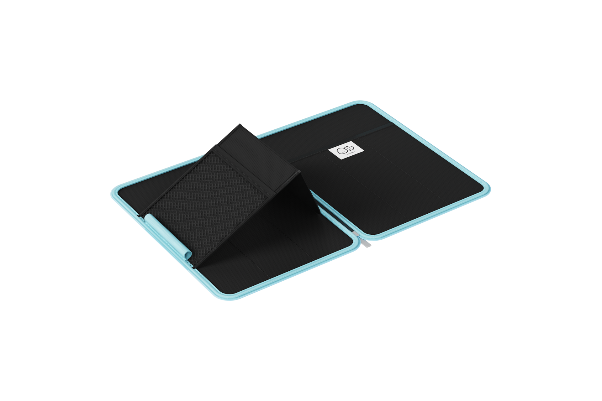 조구만 스튜디오 스탠딩 파우치 갤럭시 탭 S9+ 스카이 블루 펼친 이미지