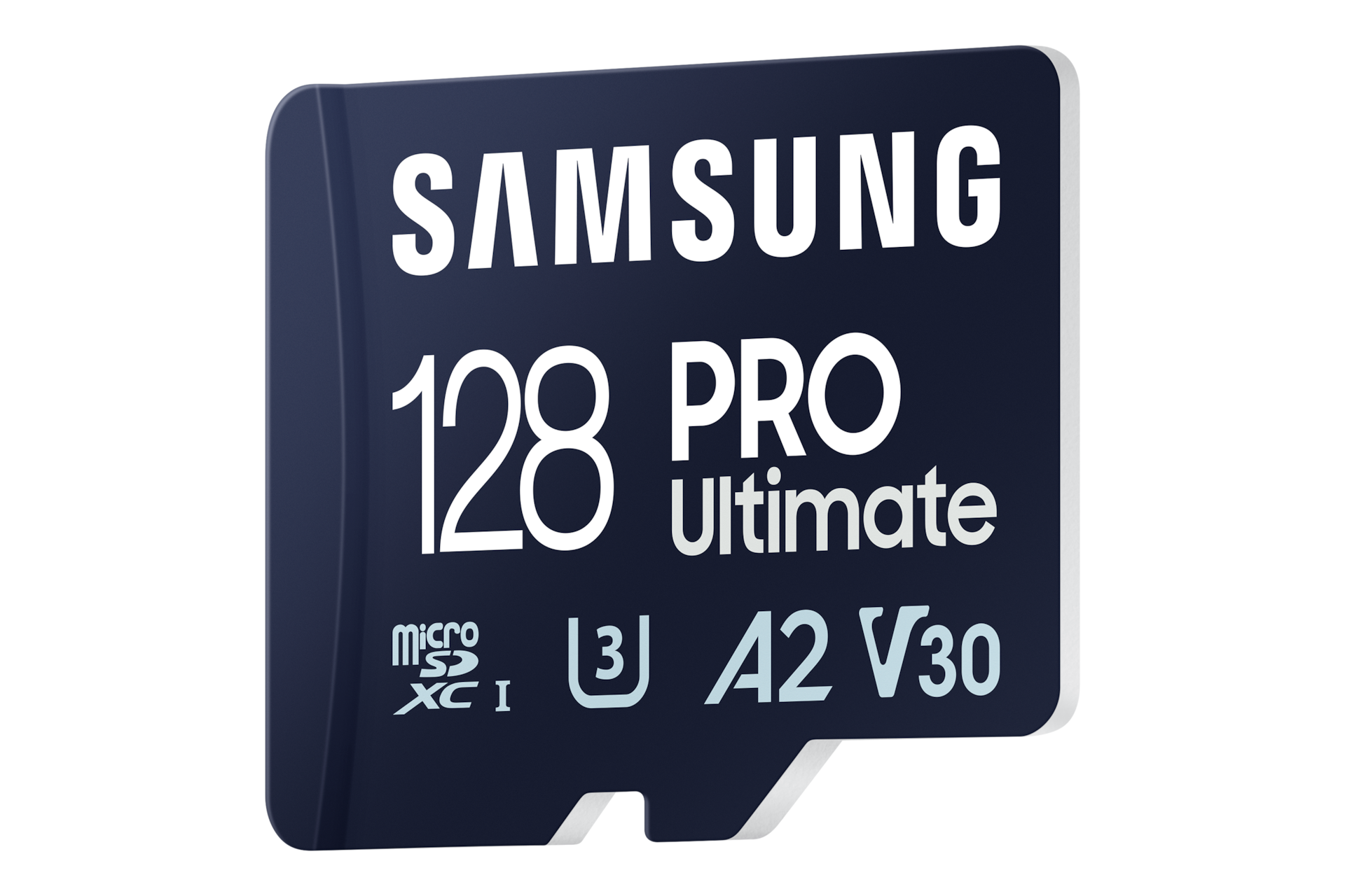 마이크로SD 메모리카드 PRO Ultimate 128 GB 왼쪽 뒤로 45도 기울어진 이미지