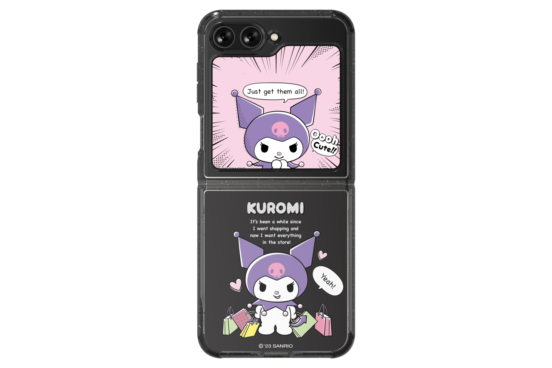 갤럭시 Z 플립5 쿠로미 수트 케이스 with 플립수트 카드 블랙 정면 이미지