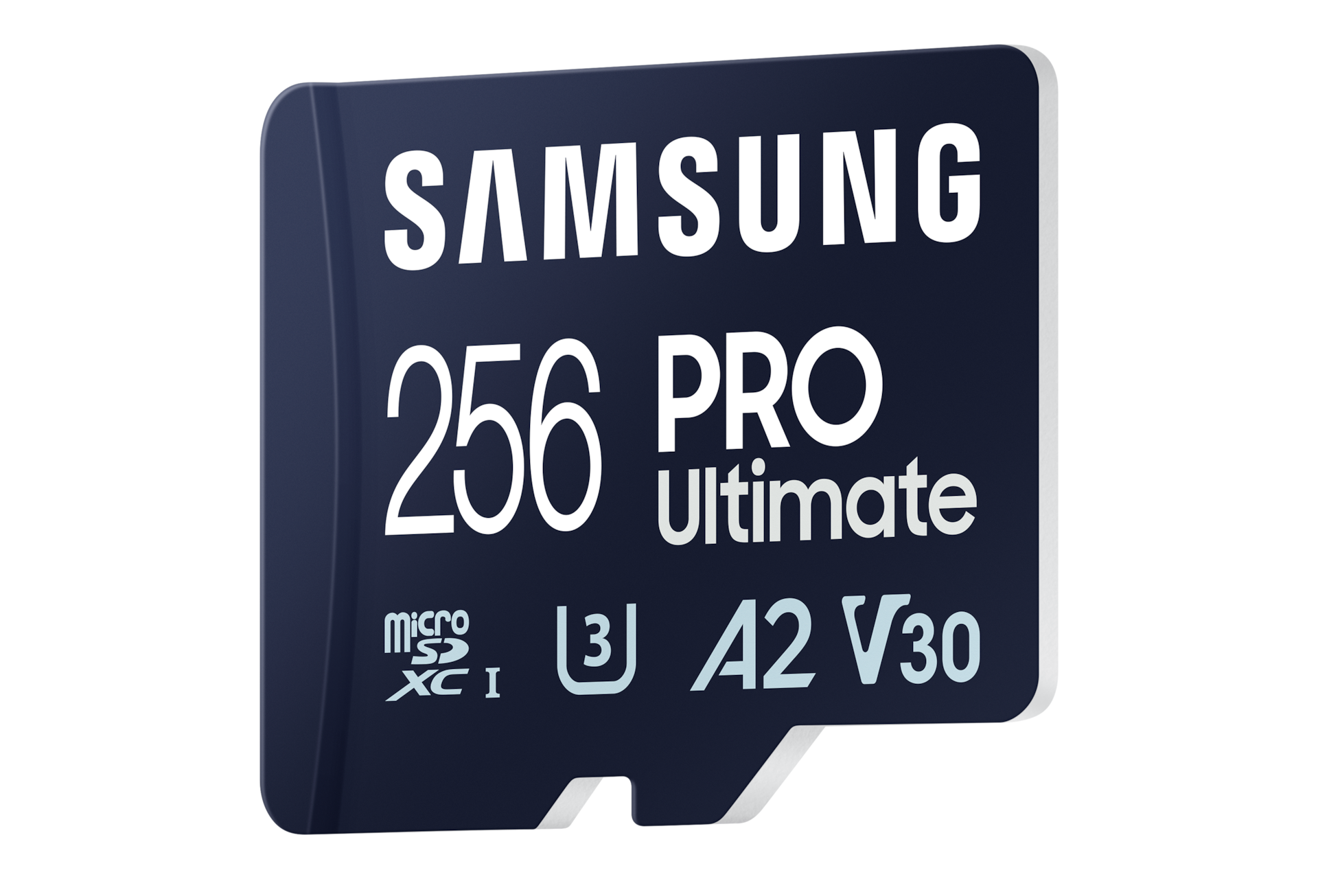 마이크로SD 메모리카드 PRO Ultimate 256 GB (블루) 왼쪽 뒤로 45도 기울어진 이미지