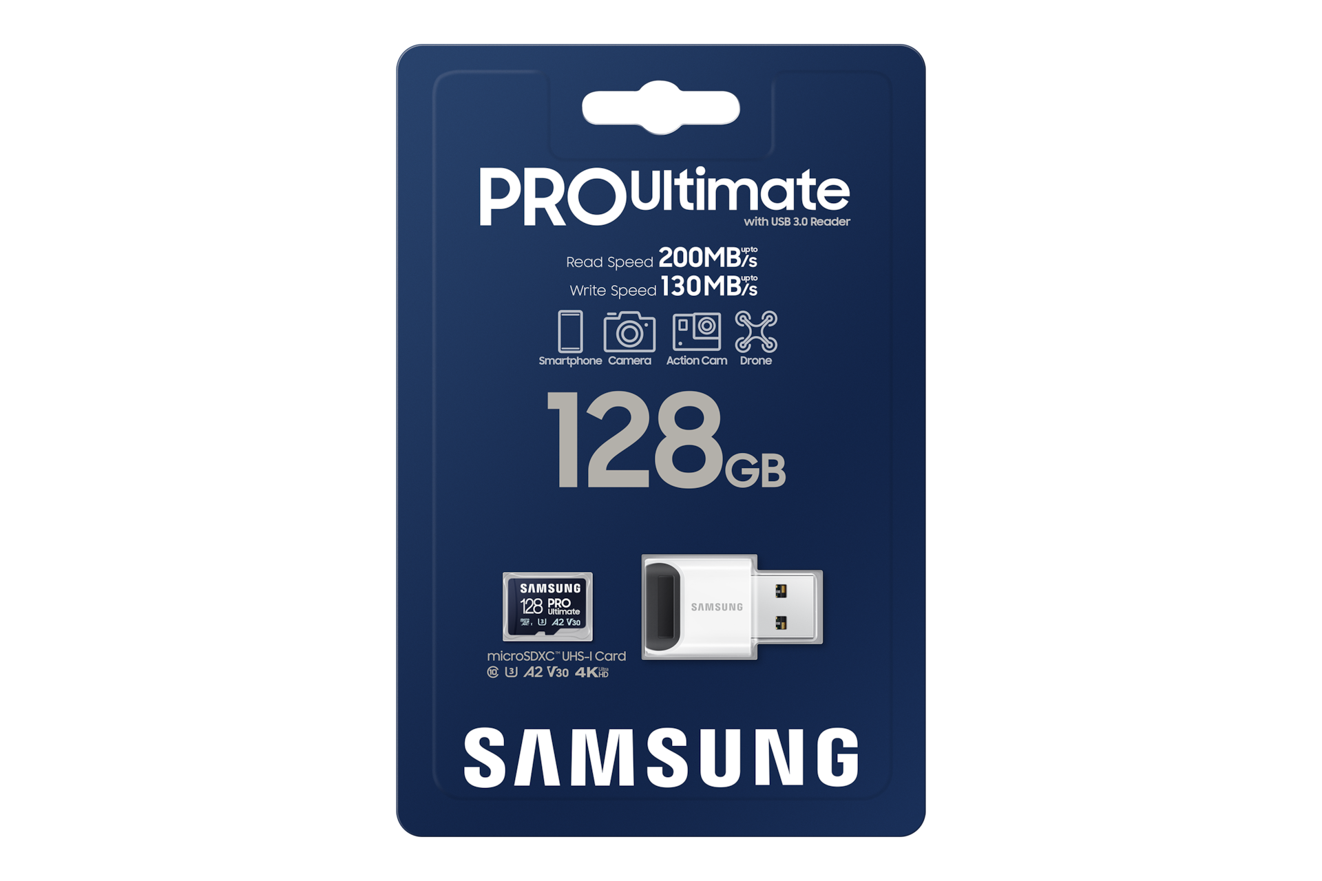 마이크로SD 메모리카드 PRO Ultimate with Card Reader 128 GB 제품 상자 정면 이미지