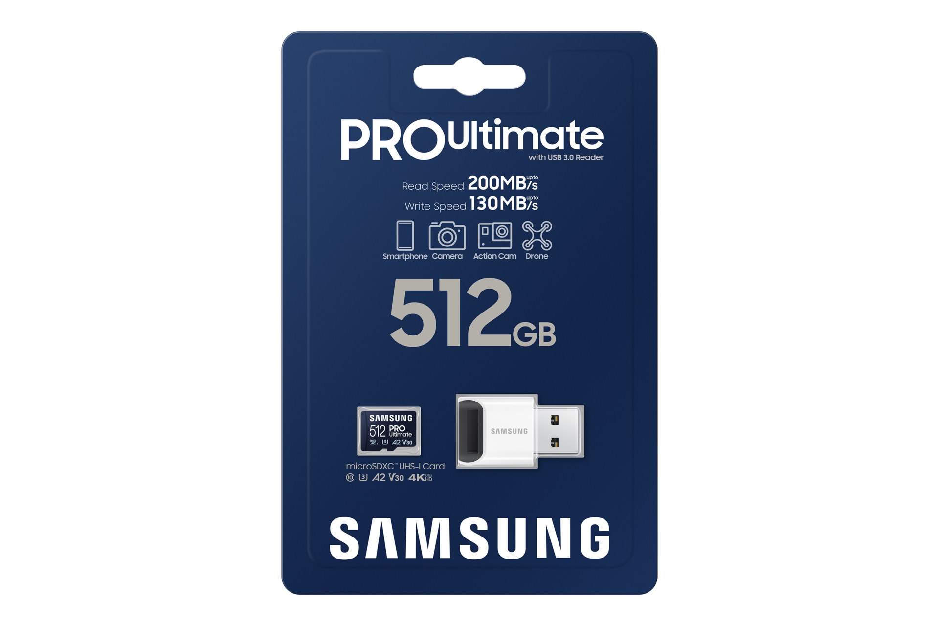 마이크로SD 메모리카드 PRO Ultimate with Card Reader 512 GB 제품 상자 정면 이미지