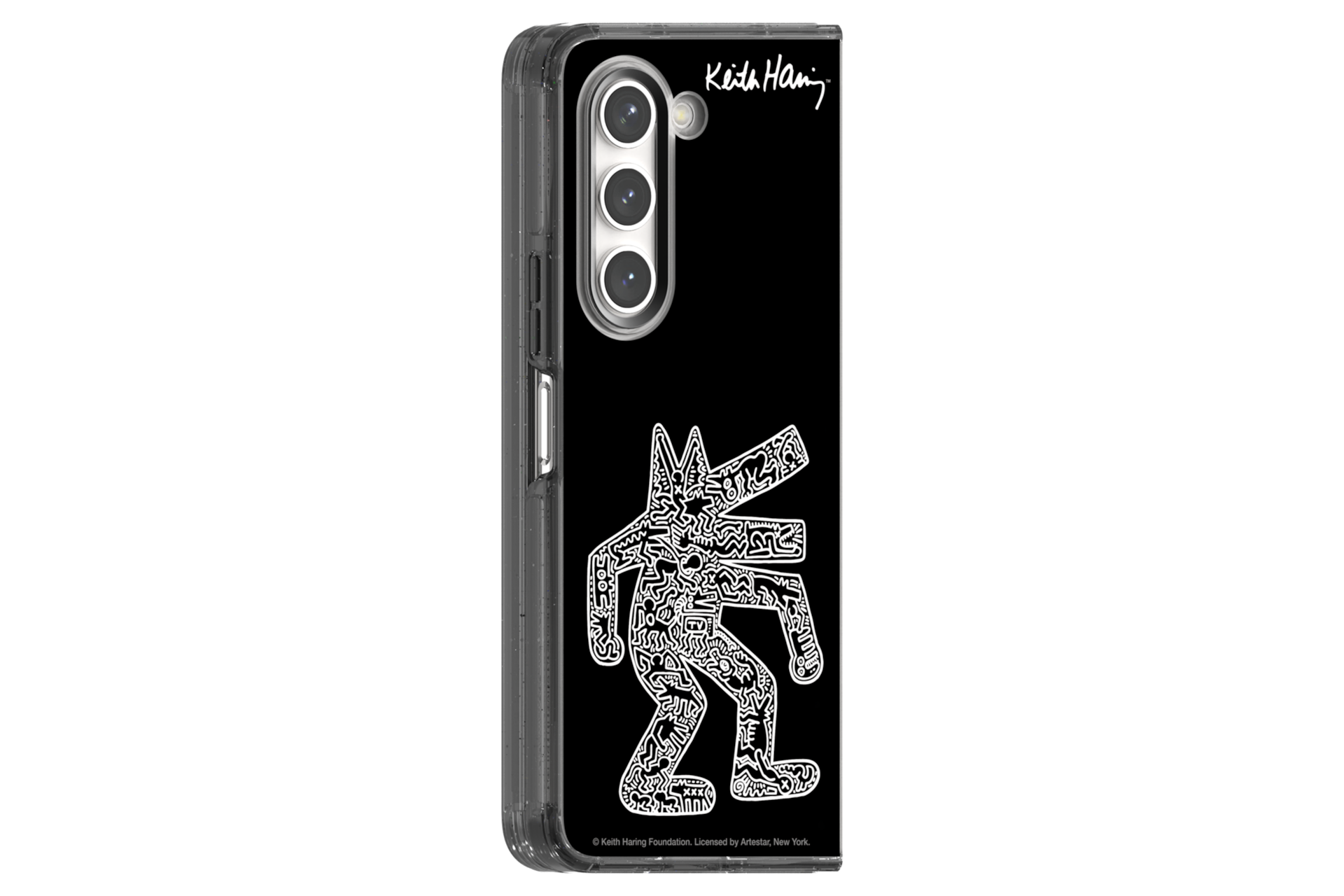 갤럭시 Z 폴드5 키스해링 케이스 (블랙) 제품 오른쪽 회전 이미지 