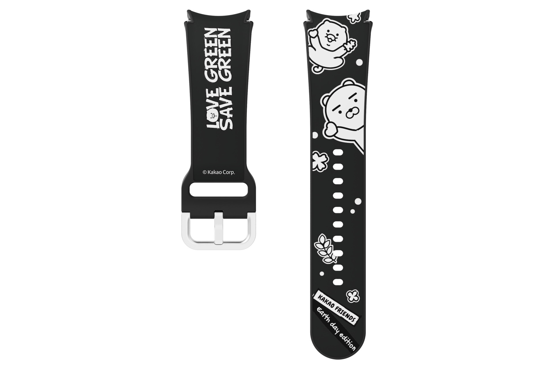 갤럭시 워치6 시리즈 카카오프렌즈 스트랩 (블랙) 세로로 나열한 정면 이미지 