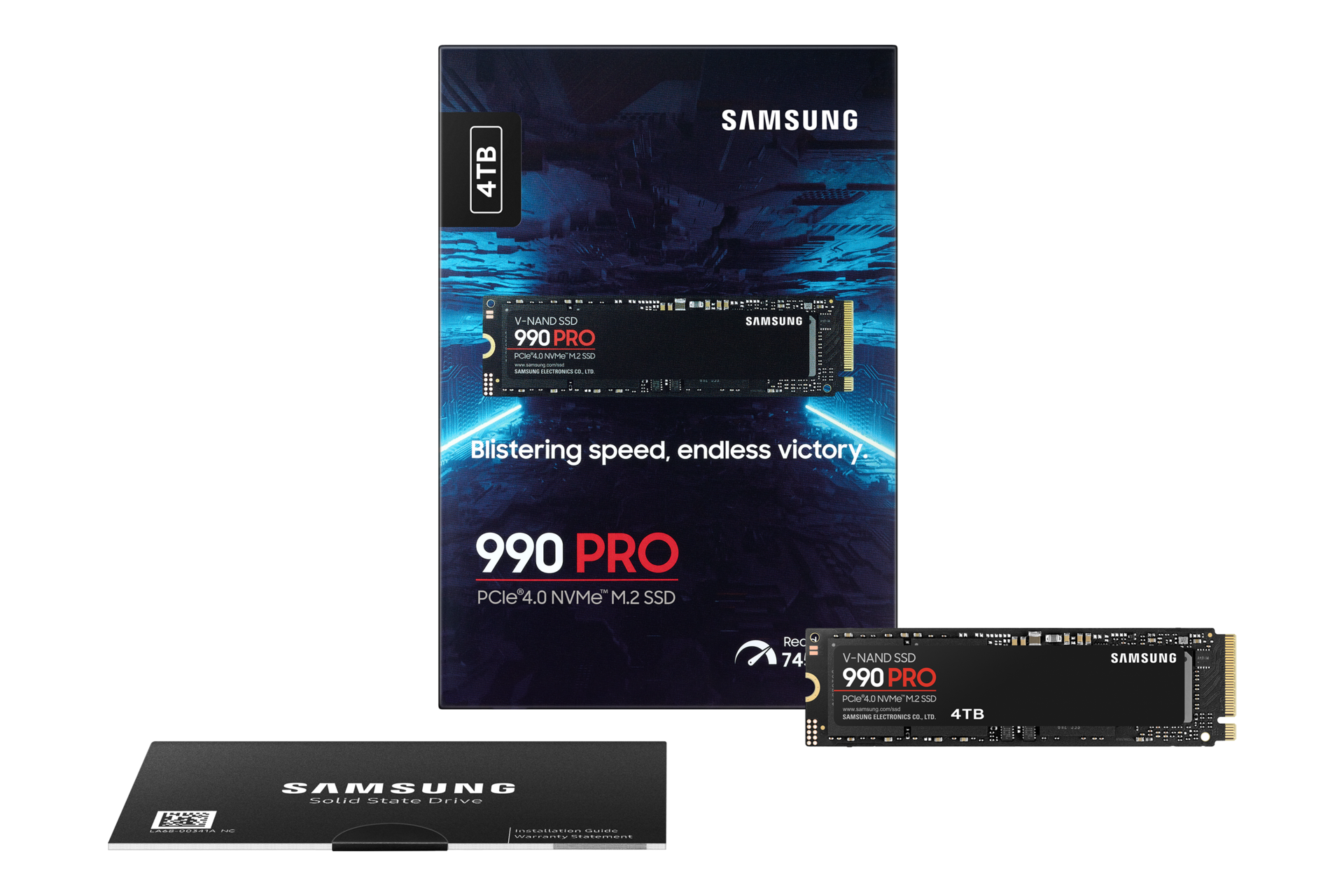 내장 SSD 990 PRO NVMe 4 TB 박스 이미지와 제품 이미지