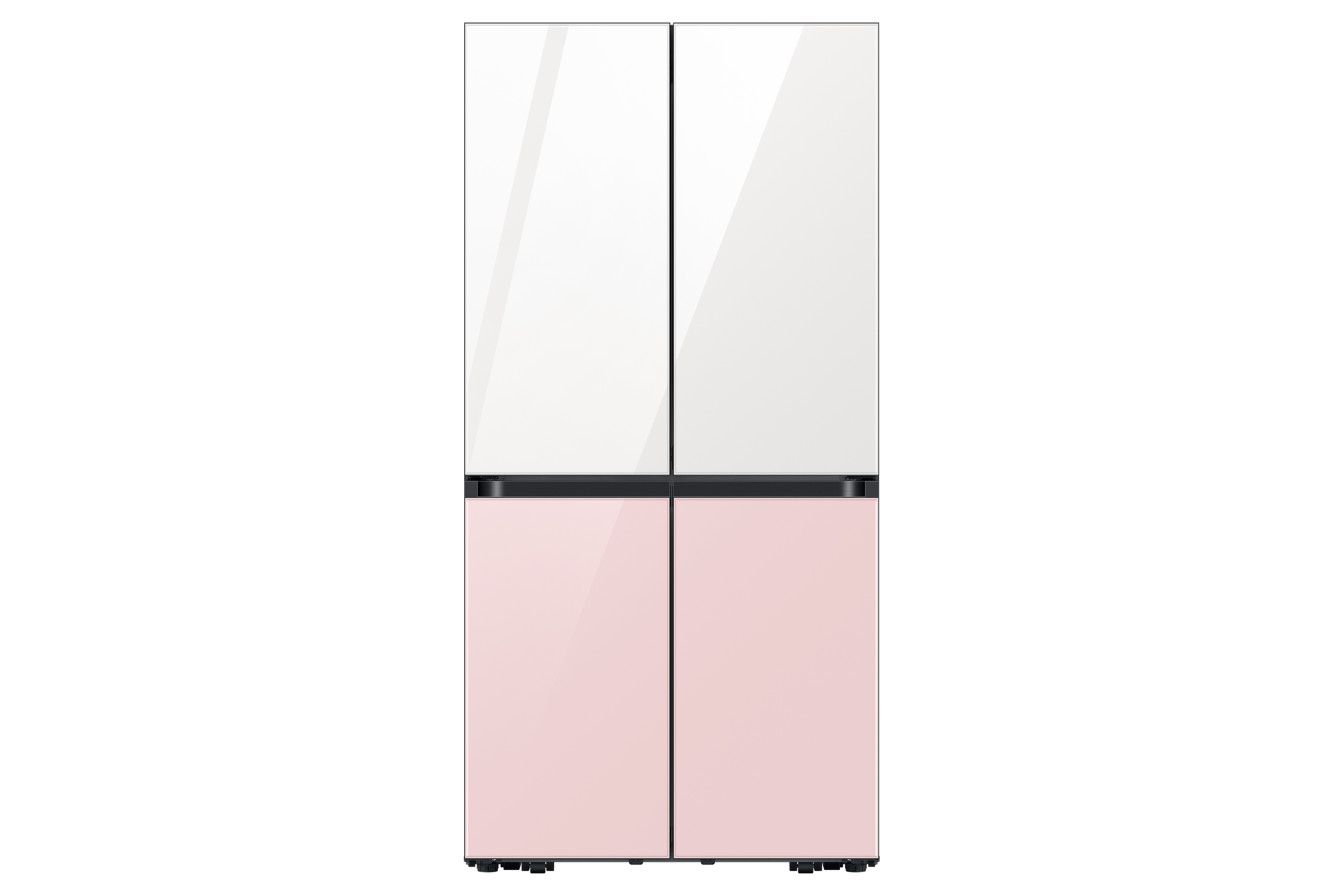 BESPOKE 냉장고 4도어 키친핏 글램 화이트+글램 핑크 정면