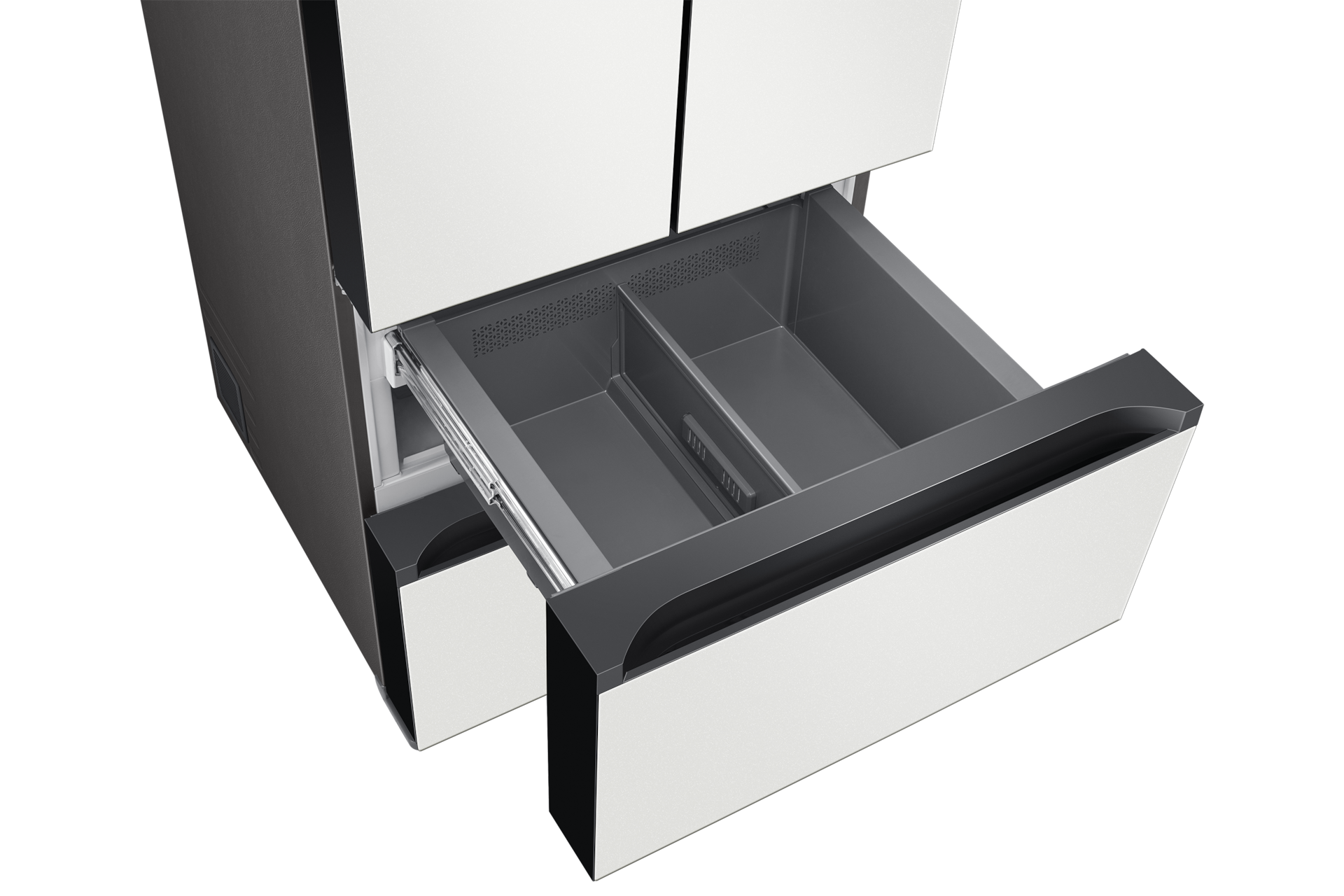 Bespoke 김치플러스 4도어 586L 코타 화이트 중칸 슬라이드 아웃, 윗면 시점