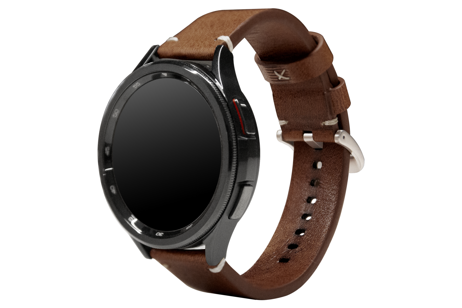 갤럭시 워치 브랄로바 스트랩 (와이드) (다크 브라운) 동그랗게 말린 이미지