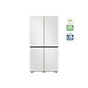 BESPOKE 냉장고 4도어 코타 화이트 정면, 우측 상단 1등급 최저 기준 대비 최대 22% 에너지 절약 태그+AI 절약모드 최대 15% 절약 태그