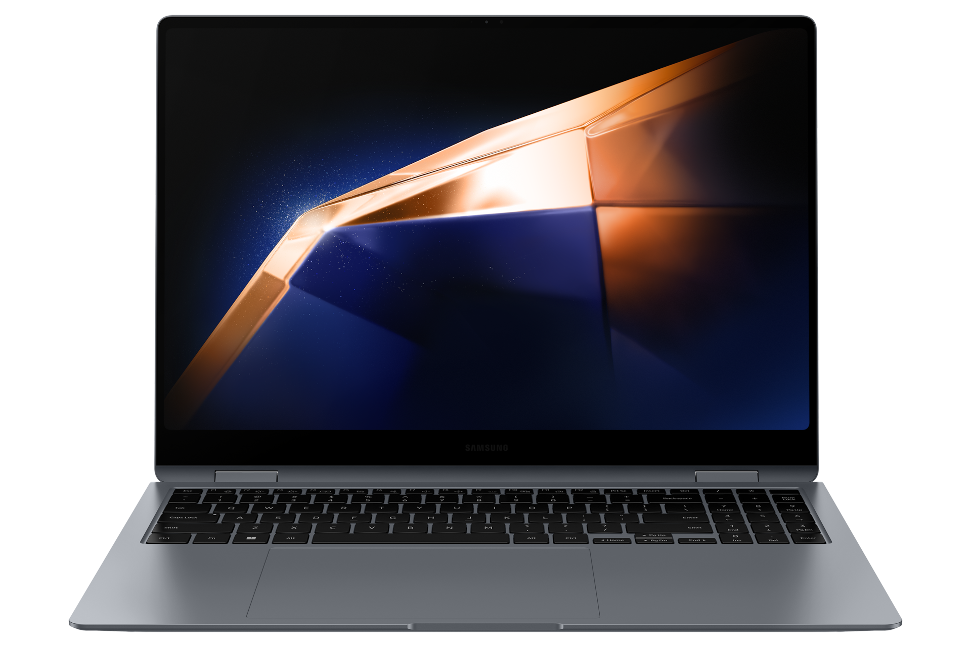 갤럭시 북4 Pro 360 (40.6 cm) Core™ Ultra 7 / 512 GB NVMe SSD 문스톤 그레이 정면 오픈