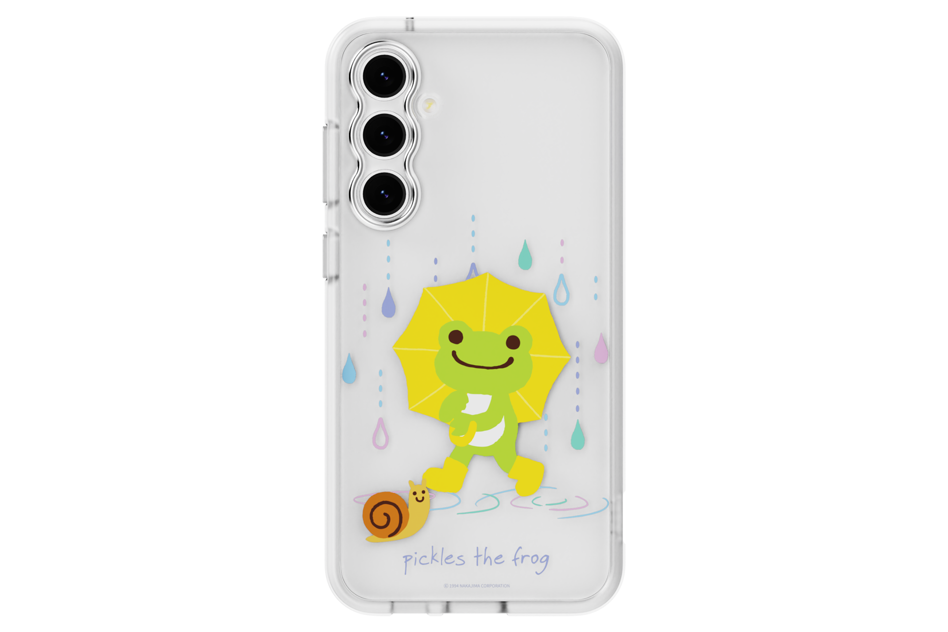 갤럭시 S23 FE pickles the frog 버라이어티 케이스 (옐로우) 장착한 정면 이미지