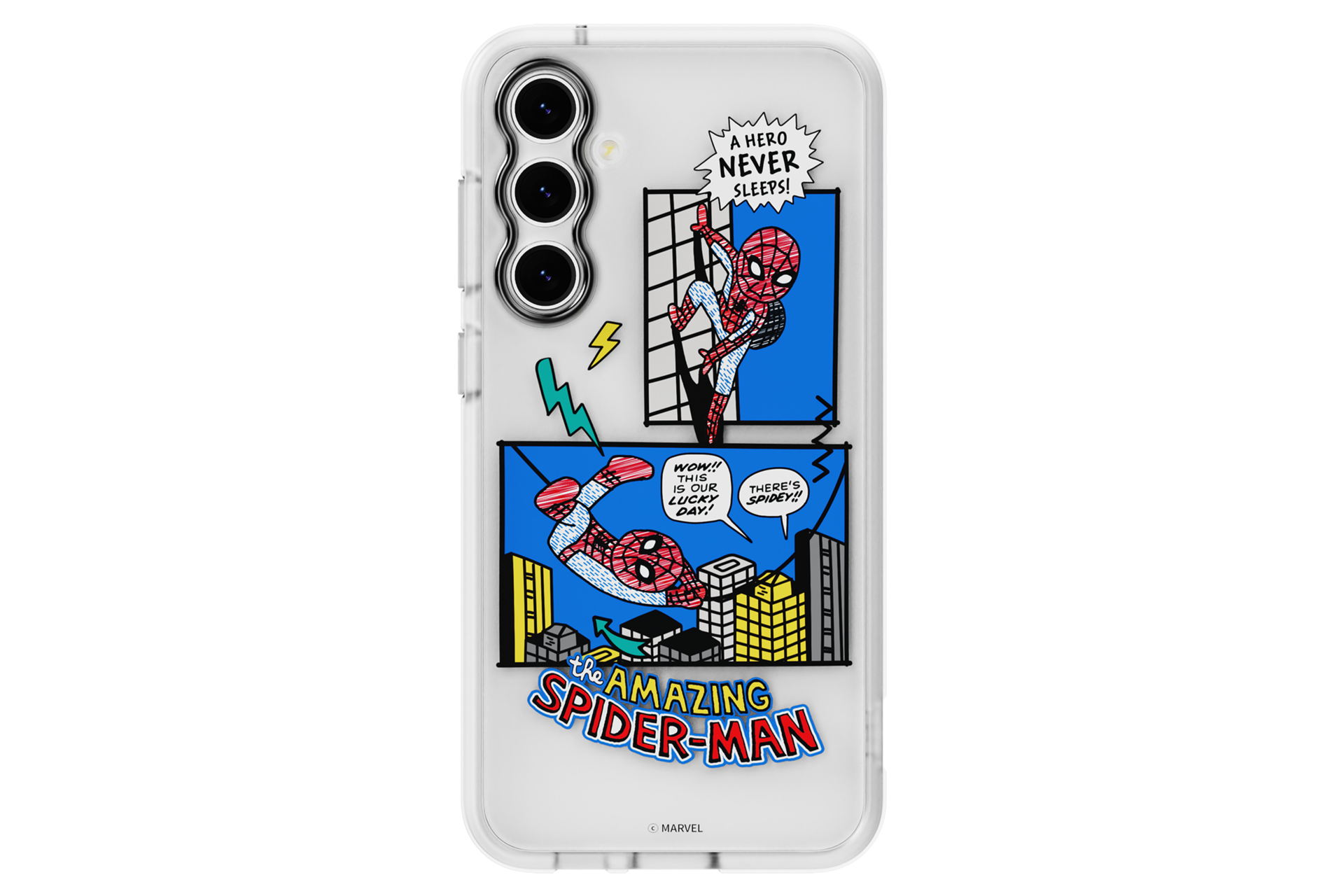 갤럭시 S23 FE 마블 버라이어티 케이스 (블루) 장착한 정면 이미지