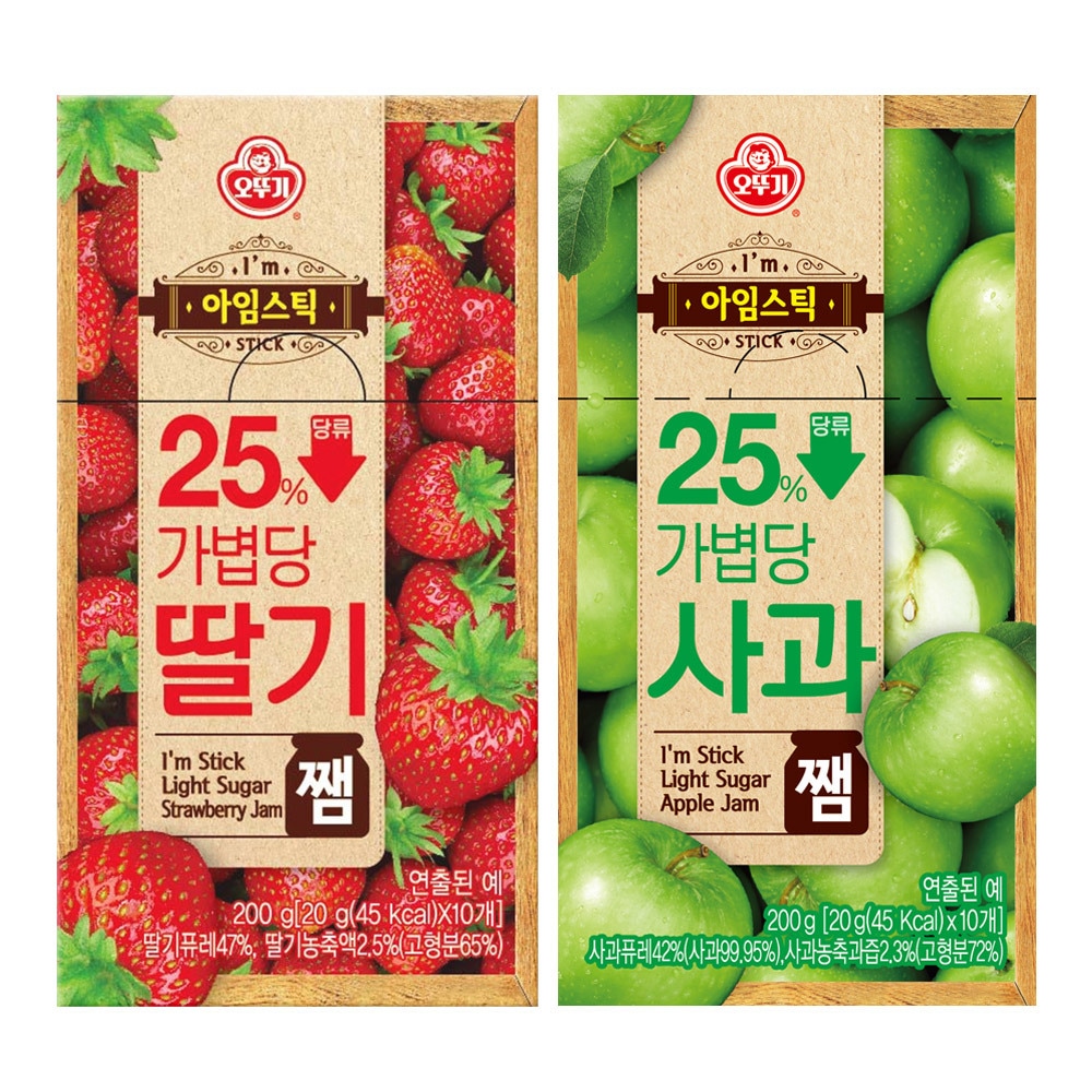 [오뚜기] 아임스틱 가볍당 딸기쨈(10T)  + 사과쨈(10T) 1번째 이미지