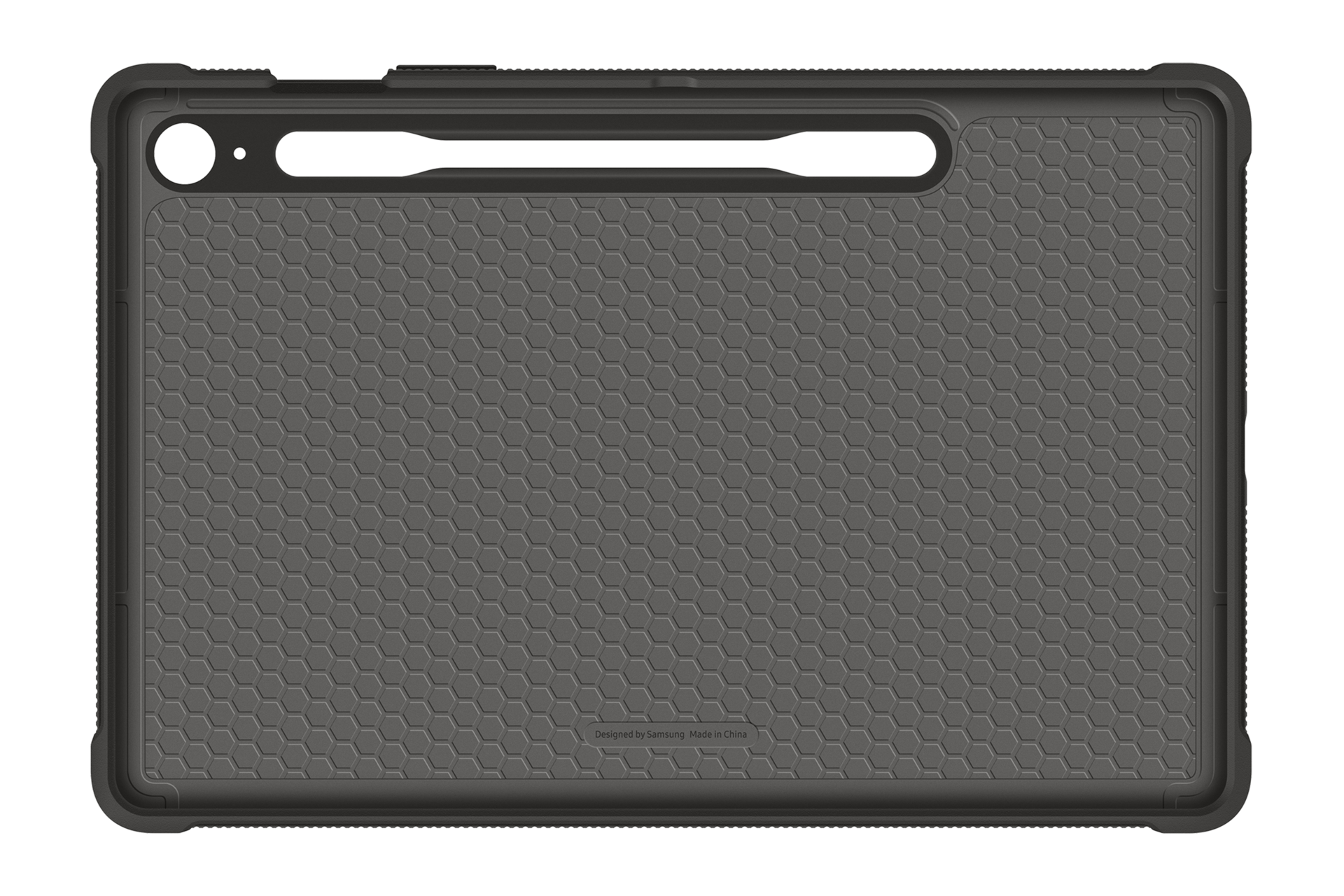 갤럭시 탭 S9 FE 아웃도어 커버 (블랙) 가로로 눕혀 놓은 뒷면 이미지