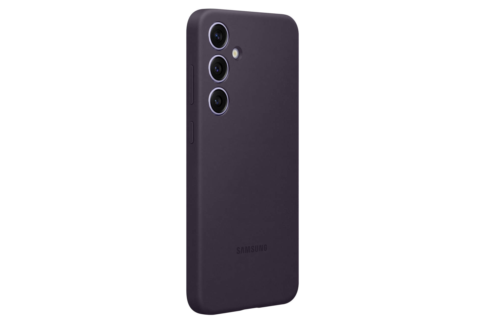 갤럭시 S24+ 실리콘 케이스 (다크 바이올렛) 장착 후 오른쪽으로 20도 돌아간 정면 이미지
