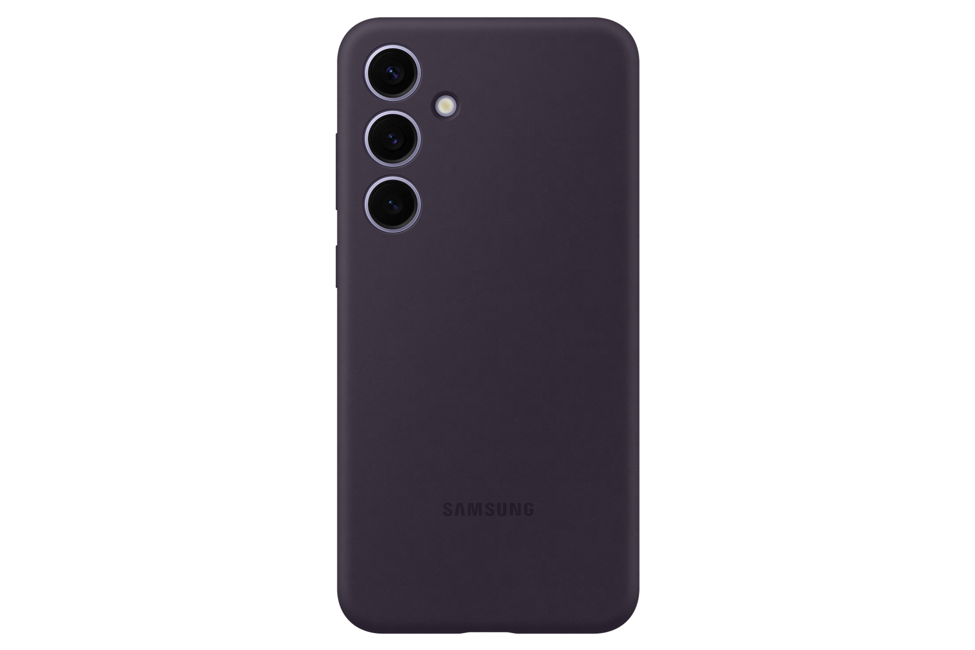 갤럭시 S24+ 실리콘 케이스 (다크 바이올렛) 장착한 정면 이미지
