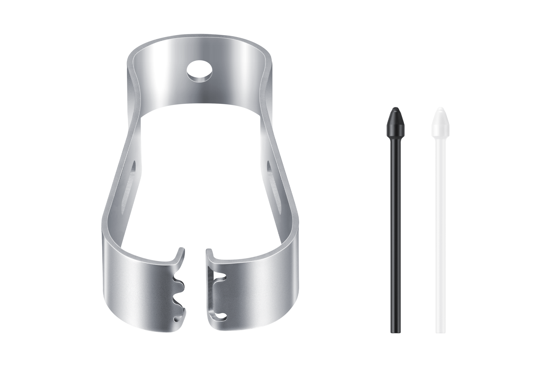 갤럭시 S24 Ultra S펜 (옐로우) 펜 팁을 교체할 수 있는 집게 이미지와 펜 팁 블랙 색상과 화이트 색상 이미지