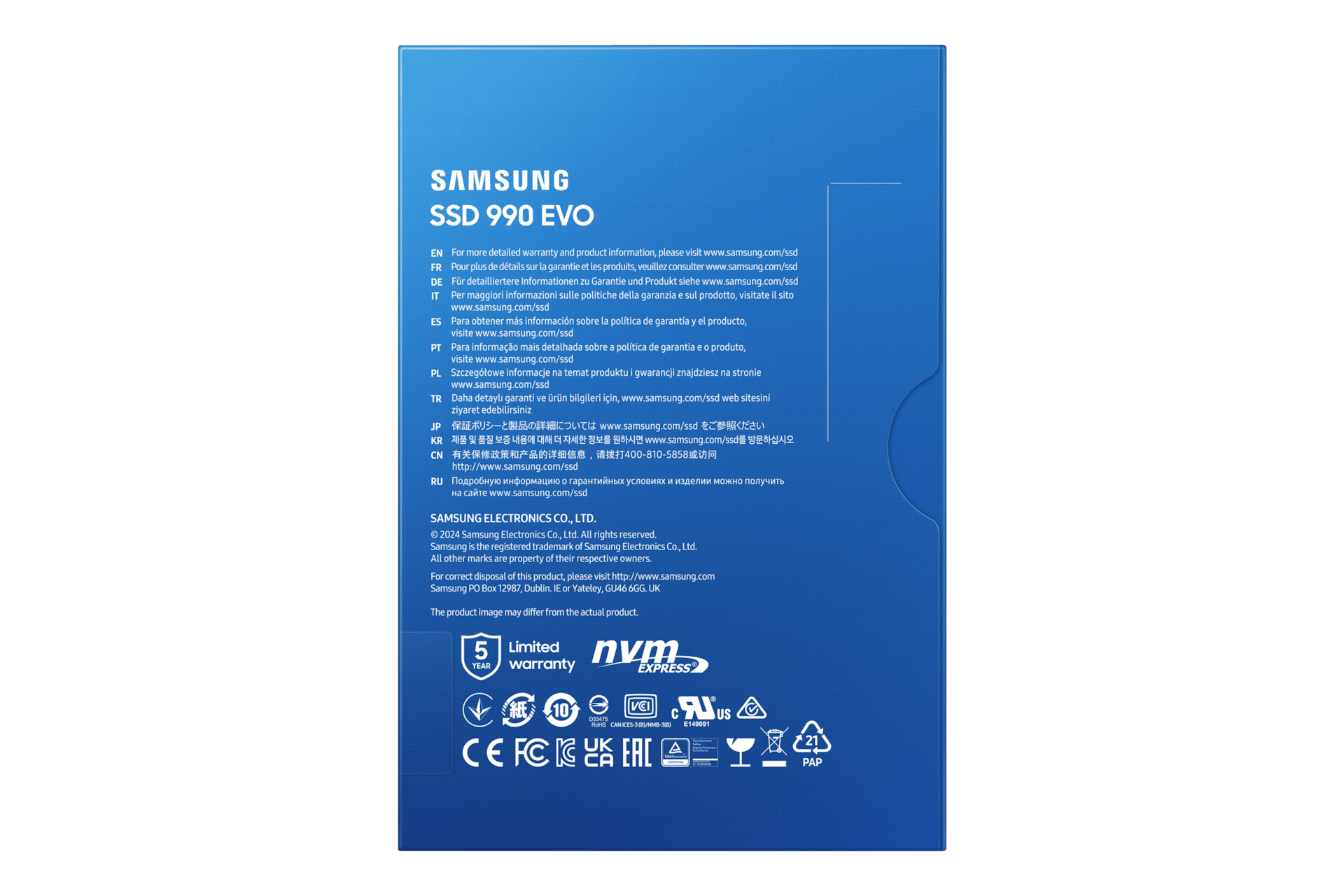 내장 SSD 990 EVO 2 TB (블랙) 박스 뒷면 이미지