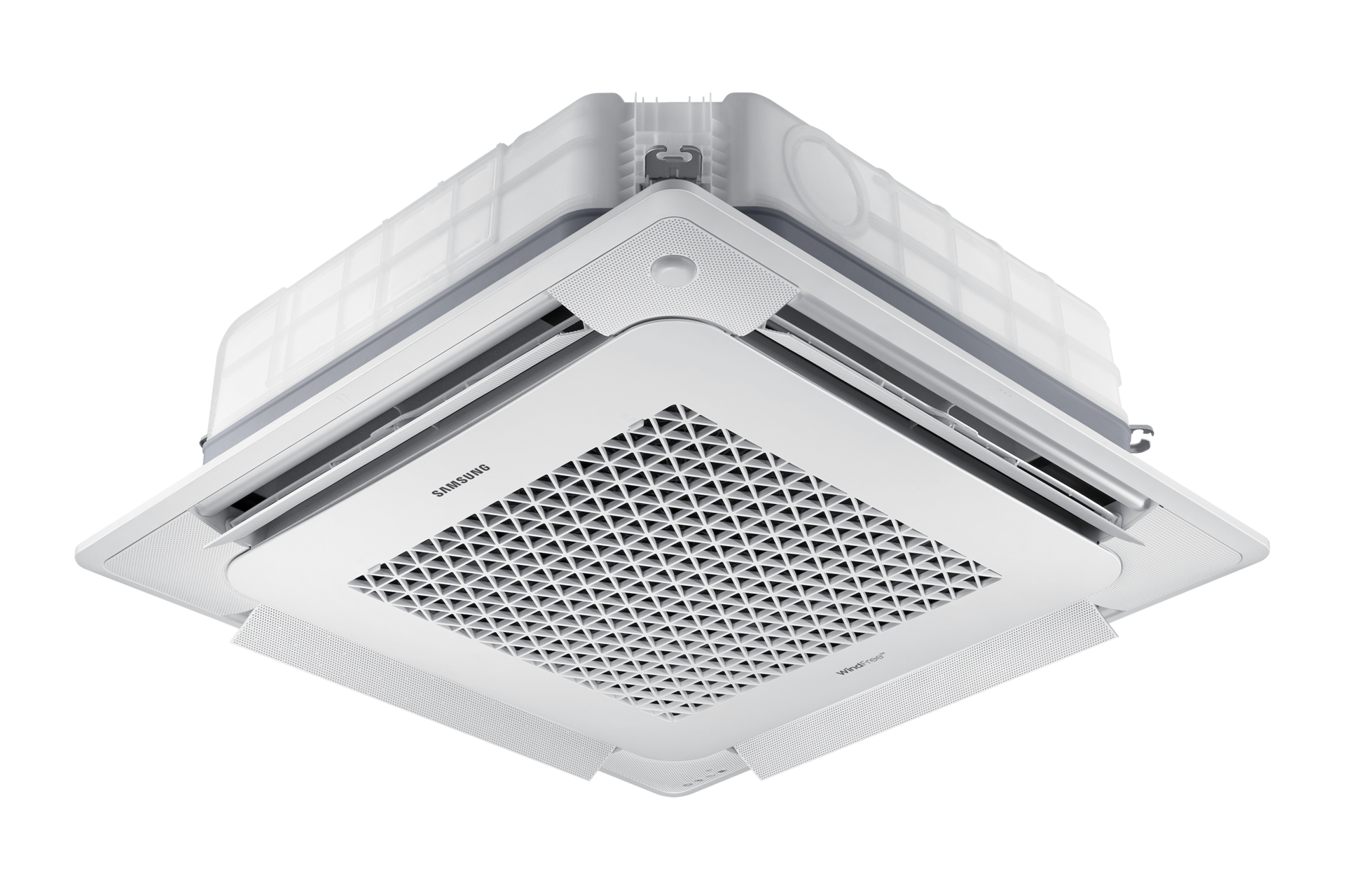 싱글 에어컨 무풍 4Way (3등급, 자동승강) 화이트 on 좌측 측면 컷