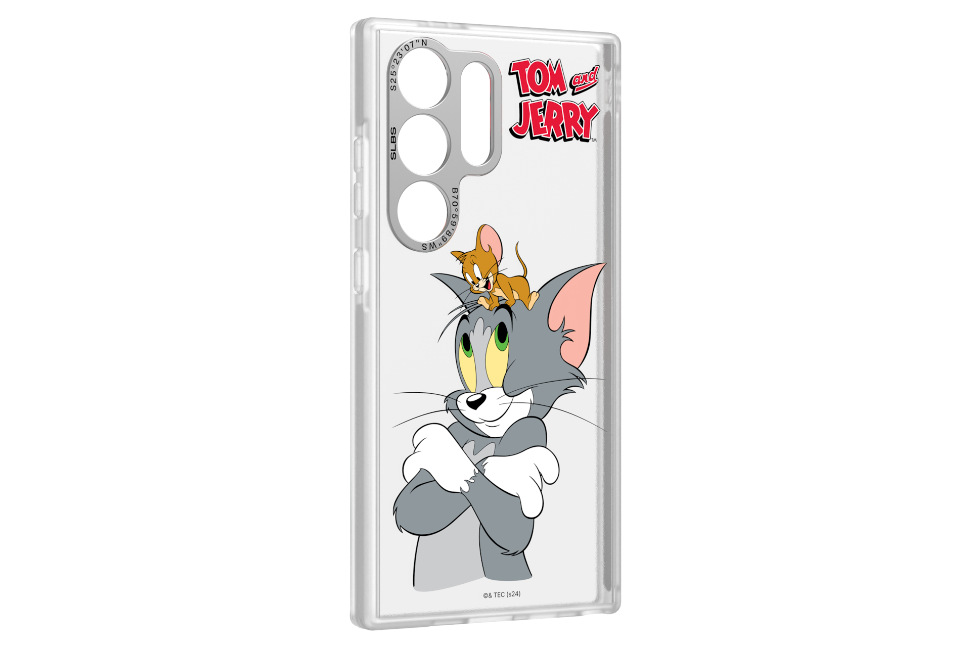 갤럭시 S24 Ultra 톰과 제리 임프레션 케이스 (실버) 오른쪽으로 20도 돌아간 정면 이미지