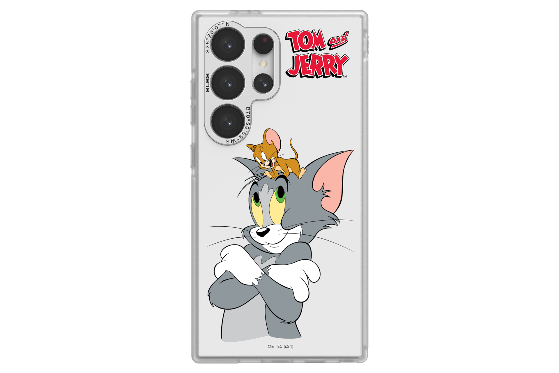 갤럭시 S24 Ultra 톰과 제리 임프레션 케이스 (실버) 장착한 정면 이미지