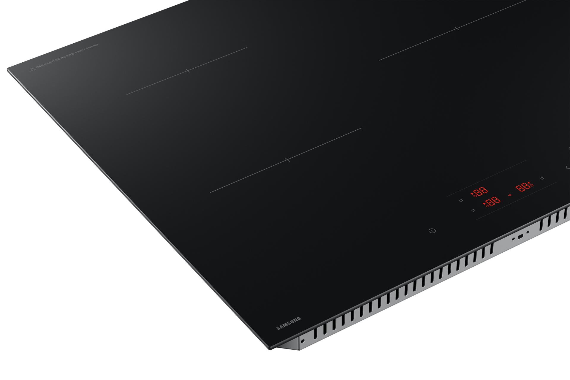 NZ63DB503CFT 새틴 블랙 BESPOKE 인덕션 좌축 모서리 확대 상측 뷰