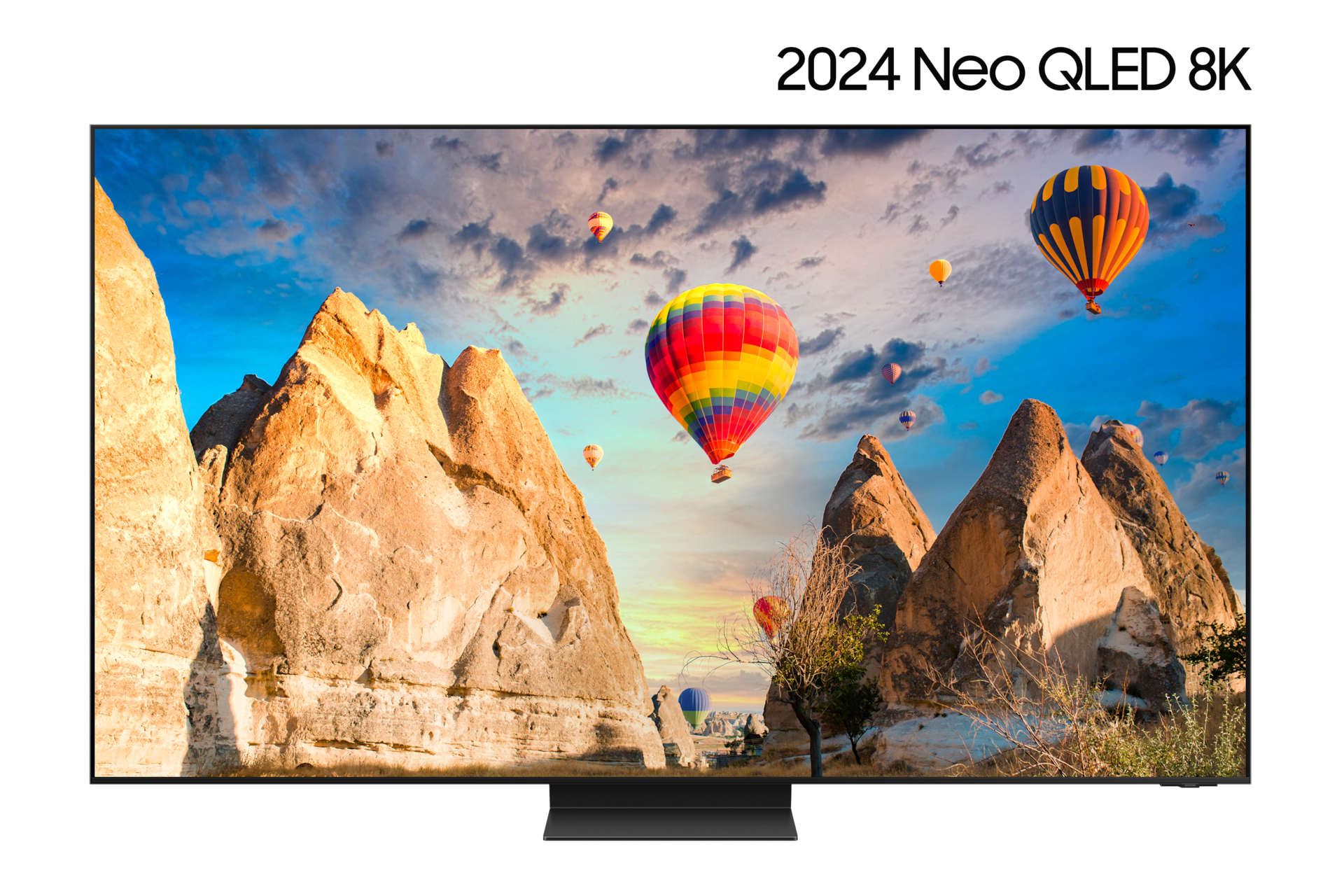 Neo QLED 8K QND850 214 cm 스탠드형 정면 이미지입니다. 