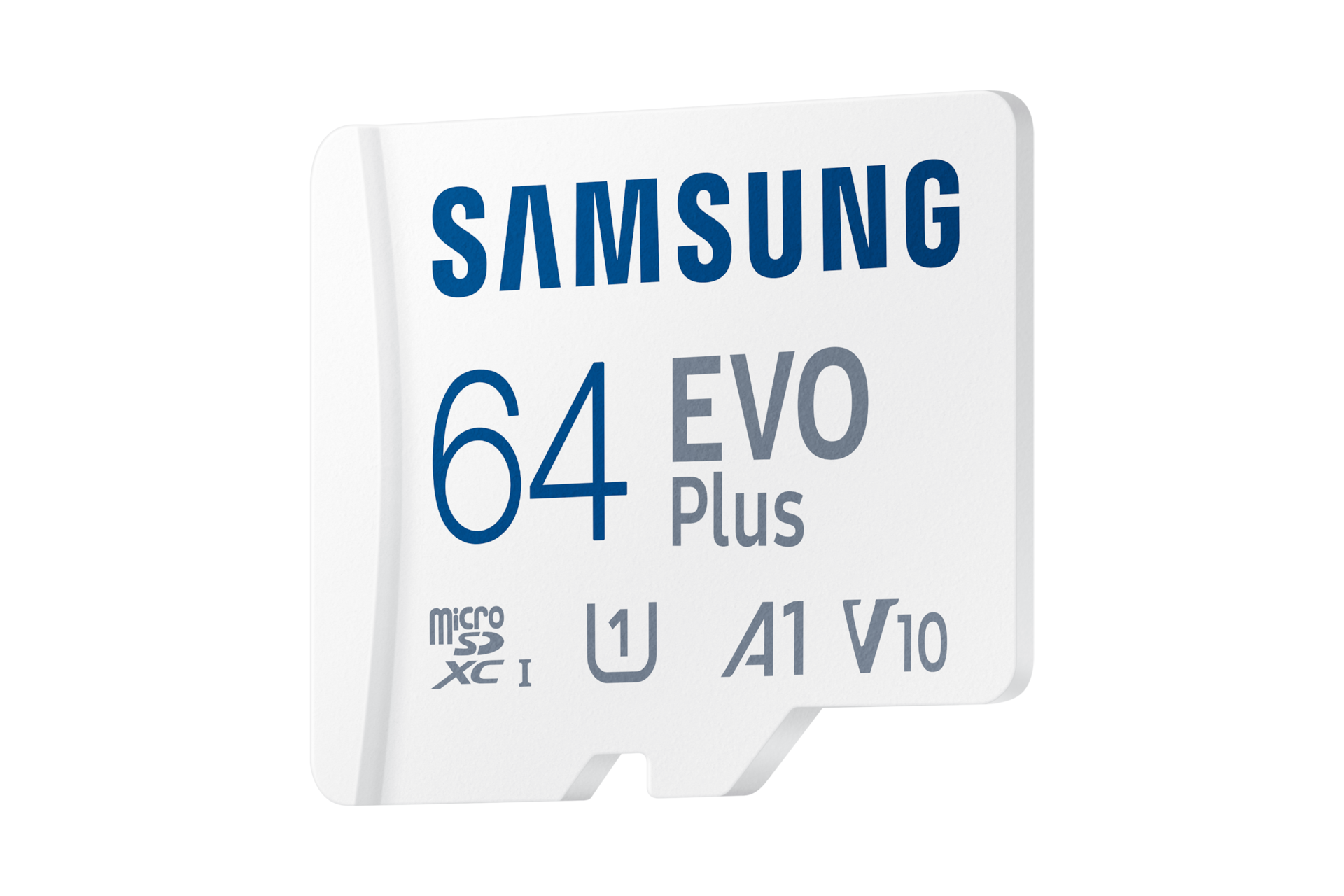 마이크로SD 메모리카드 EVO Plus 64 GB (화이트) 왼쪽으로 30도 기울어진 정면 이미지