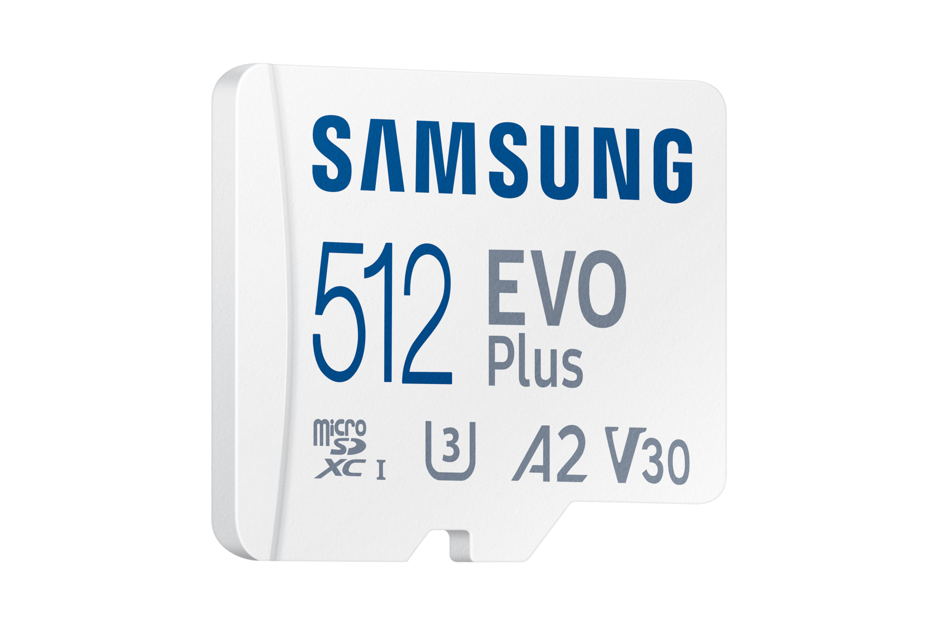 마이크로SD 메모리카드 EVO Plus 512 GB (화이트) 오른쪽으로 30도 기울어진 정면 이미지