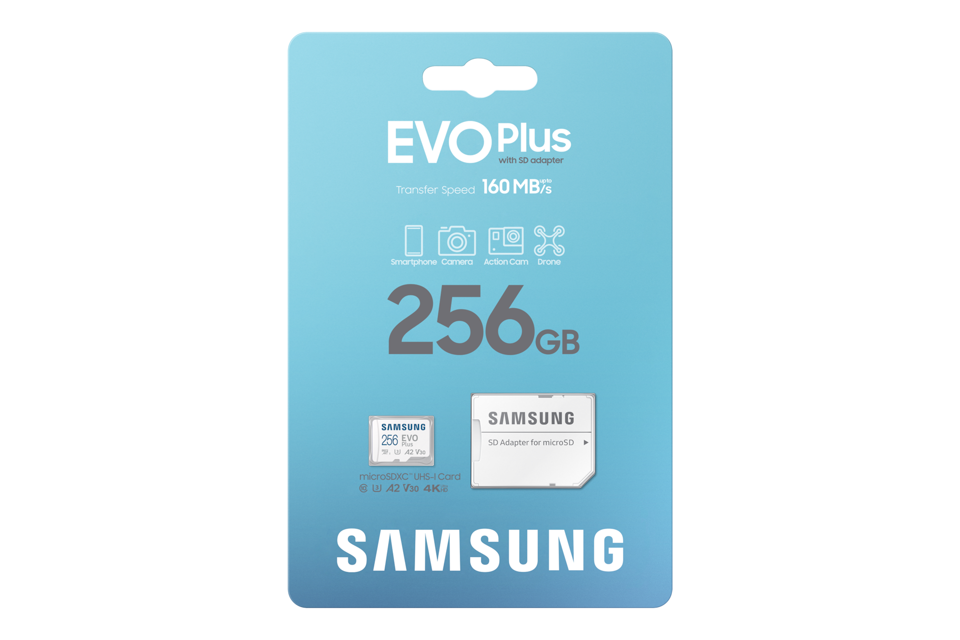 마이크로SD 메모리카드 EVO Plus 256 GB (화이트) 박스 정면 이미지