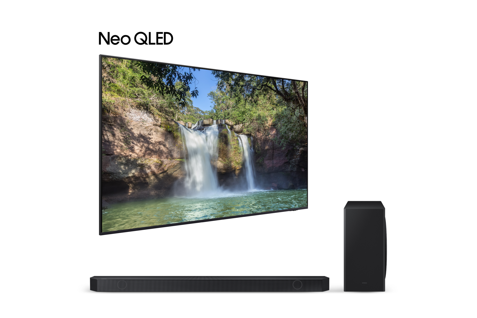 2024 Neo QLED QND85 (214 cm) 풀 모션 슬림핏 벽걸이형 + 5.1.2 ch 사운드바 Q800D 페어 이미지