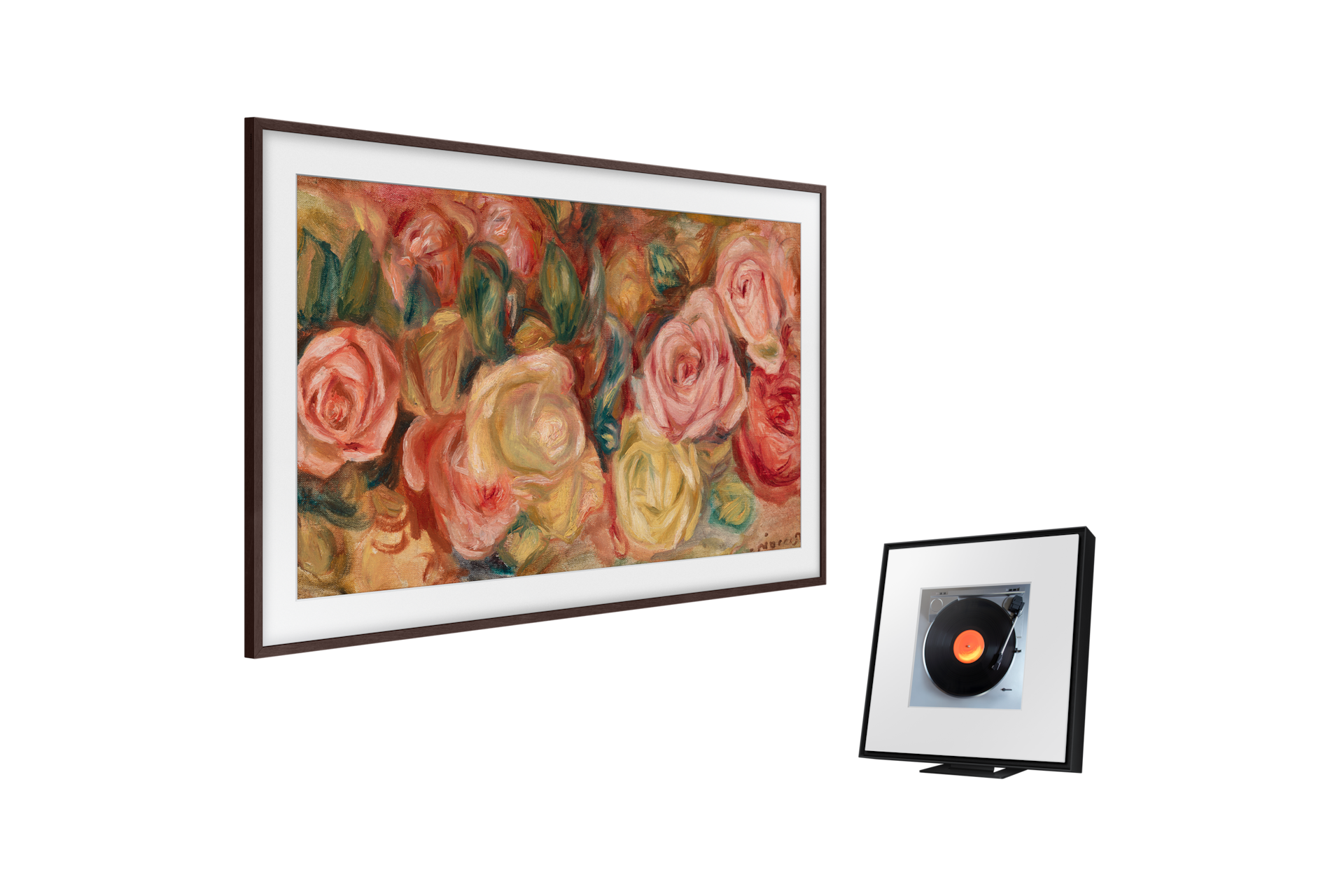 2024 The Frame (214 cm) 플랫 브라운 베젤 + 뮤직 프레임 LS60D 페어 이미지