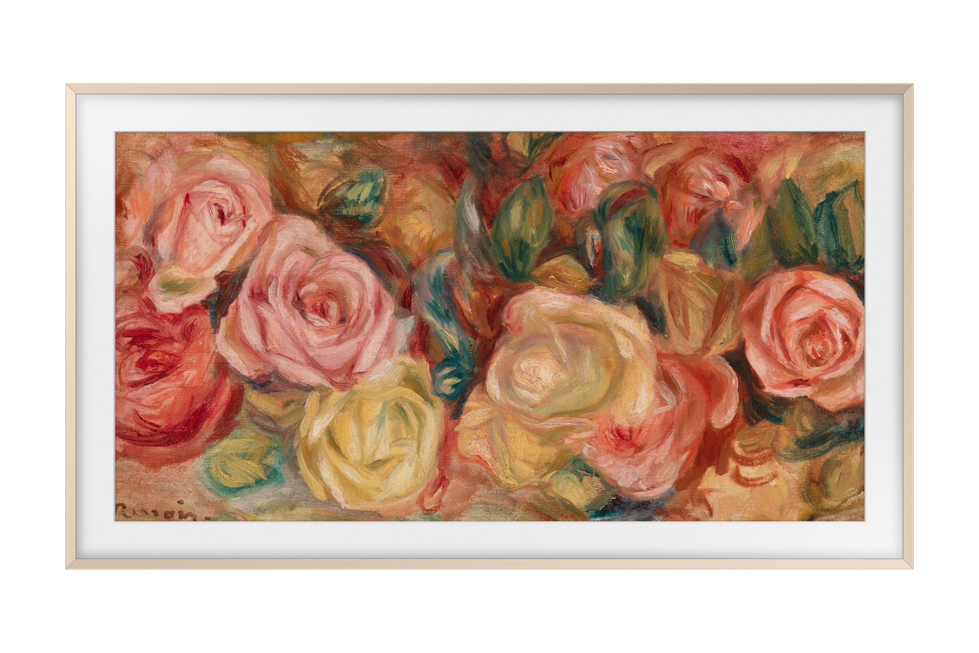 2024 The Frame (108 cm) 챔퍼 샌드골드 베젤 정면 이미지입니다. 