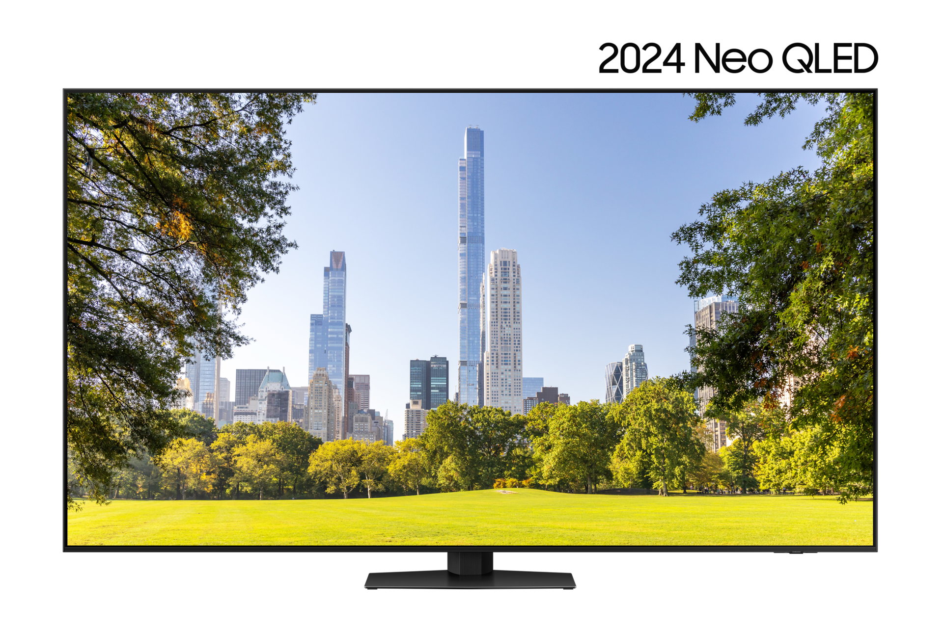 Neo QLED 4K QND87 214 cm 스탠드형 정면 이미지입니다. 